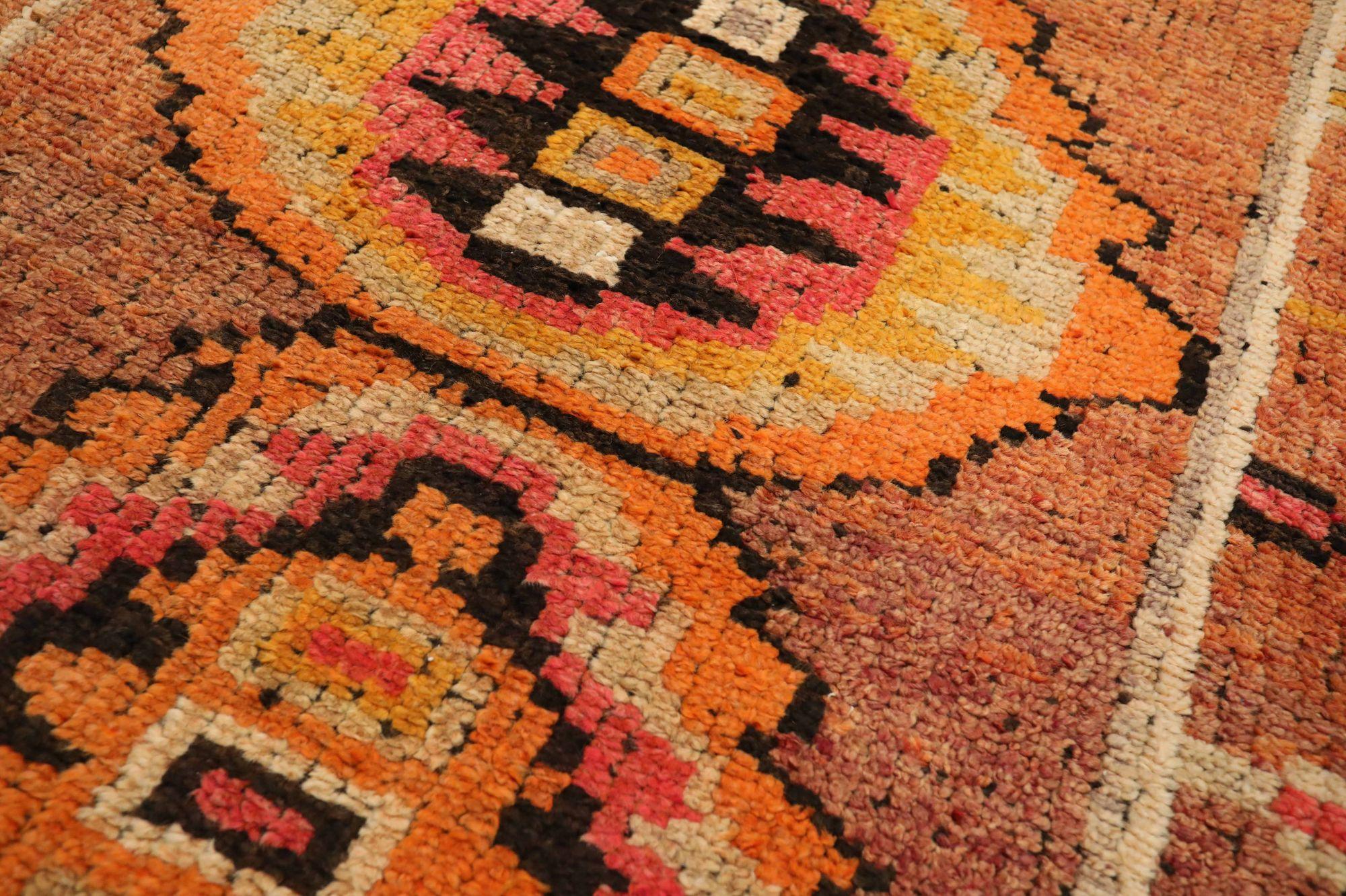 Afghanistan Anatoly-Läufer - Wolle Orange Rot Design - 93491 (Afghanisch) im Angebot
