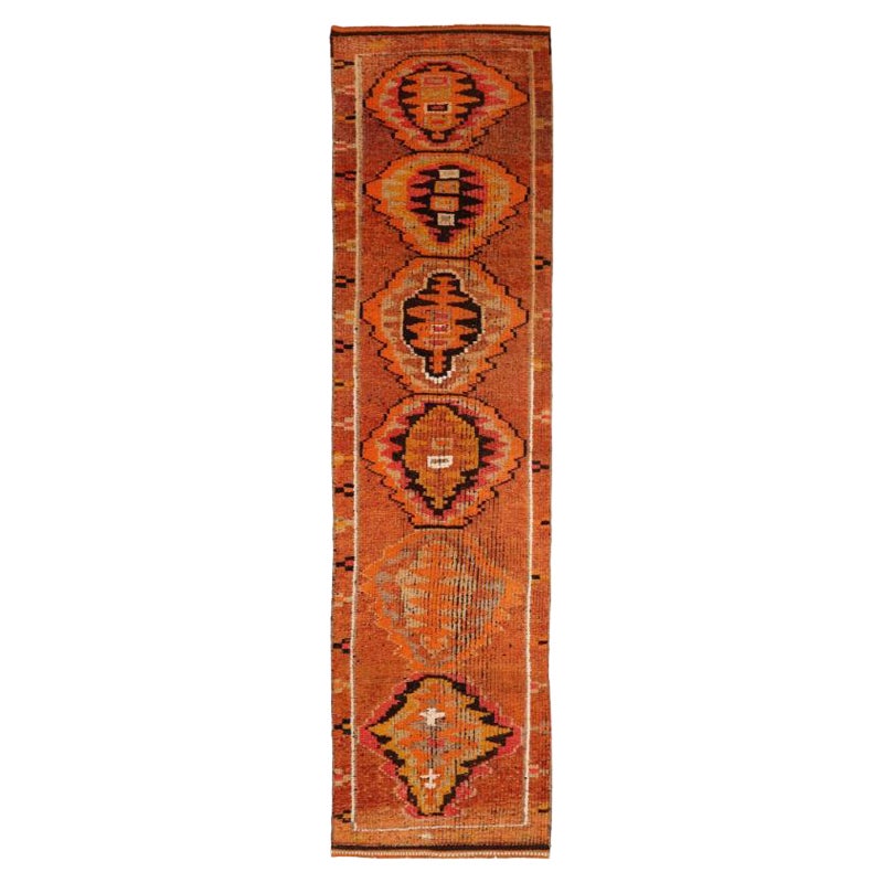 Afghanistan Anatoly-Läufer - Wolle Orange Rot Design - 93491