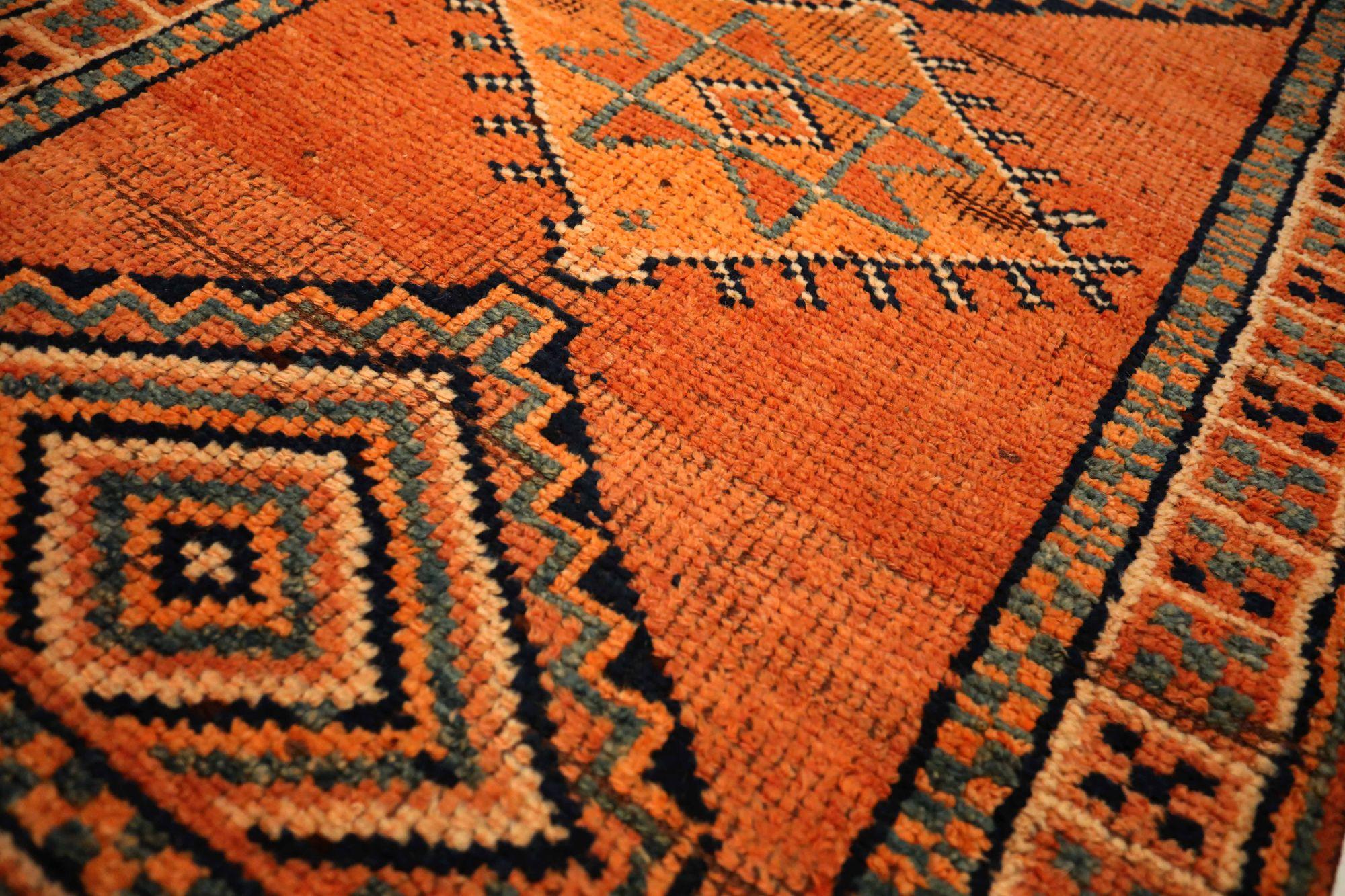 Afghanistan Anatoly-Läufer - Wolle Orange Rot Design - 93503 (Afghanisch) im Angebot