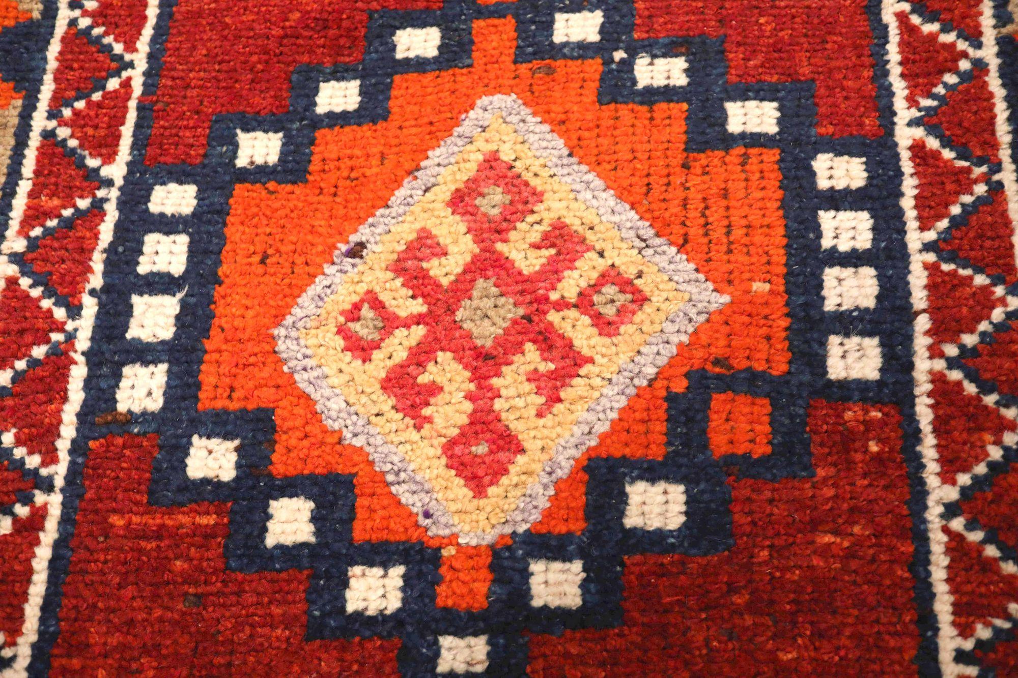 Afghanistan Anatoly-Läufer - Wolle Orange Rot Design - 93515 (Stammeskunst) im Angebot