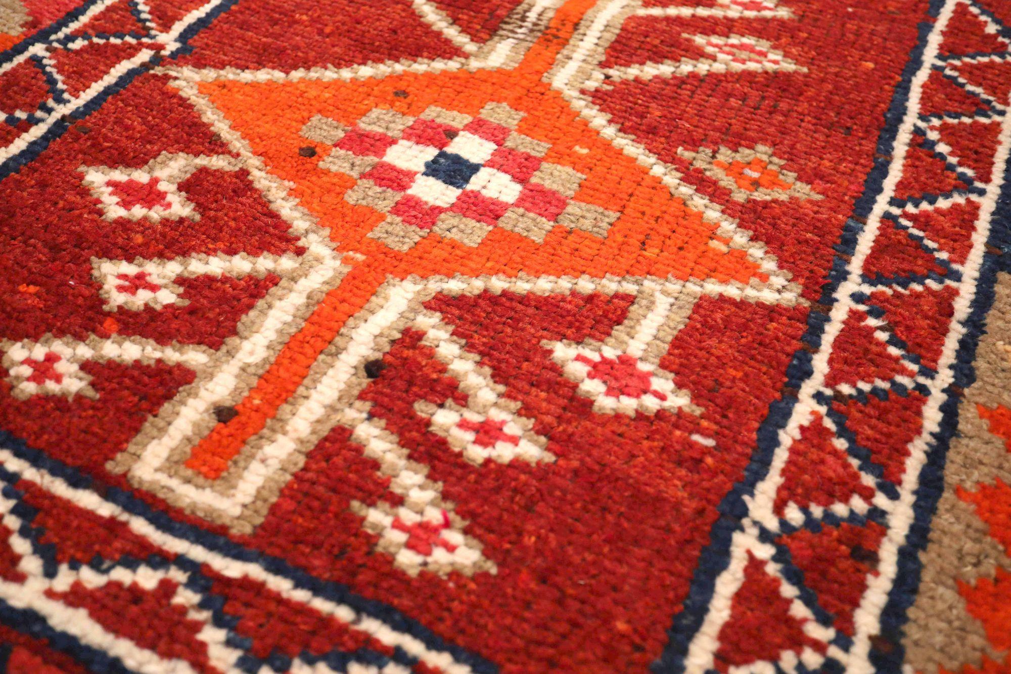 Afghanistan Anatoly-Läufer - Wolle Orange Rot Design - 93515 (Afghanisch) im Angebot