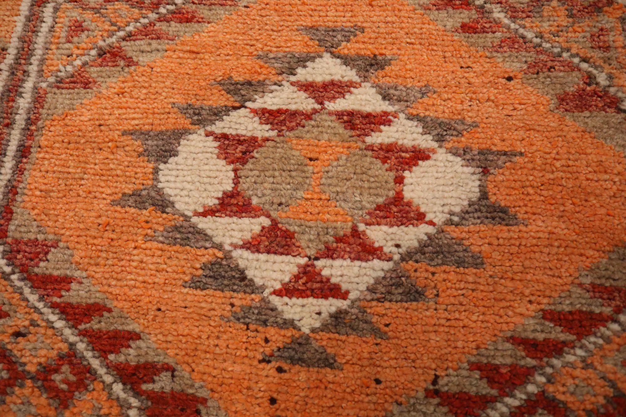 Afghanistan Anatoly-Läufer - Wolle Orange Rot Design - 93524 (Stammeskunst) im Angebot