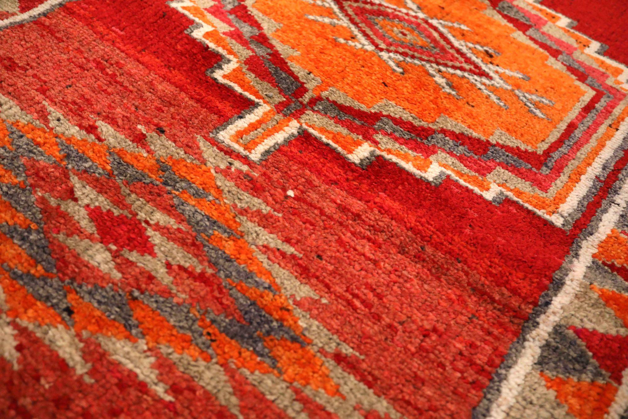 Afghanistan Anatoly-Läufer - Wolle Orange Rot Design - 93529 (Afghanisch) im Angebot