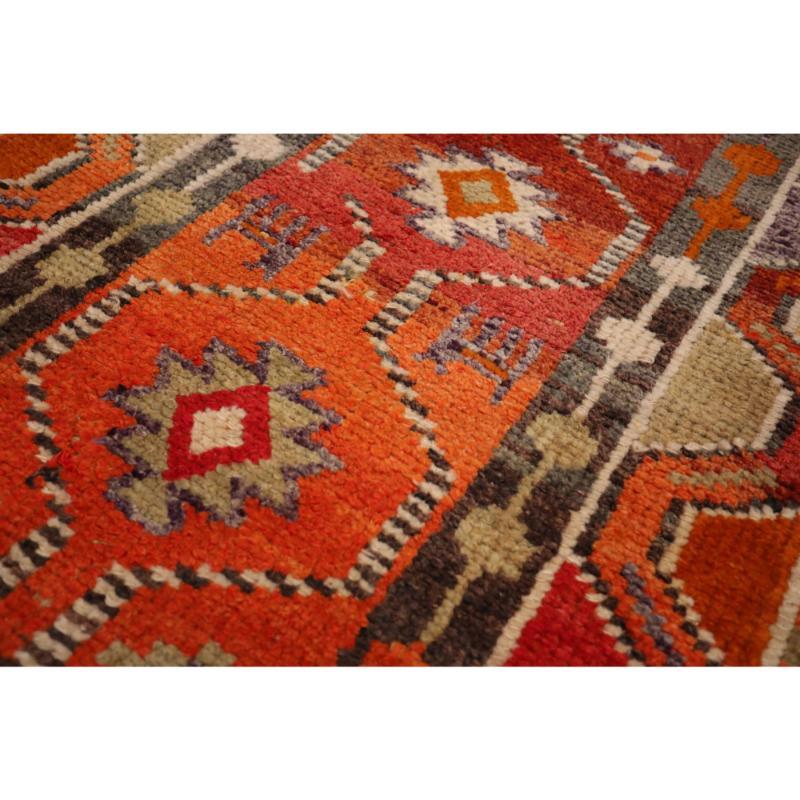 Afghanistan Anatoly-Läufer - Wolle Orange Rot Design - 93534 (Afghanisch) im Angebot