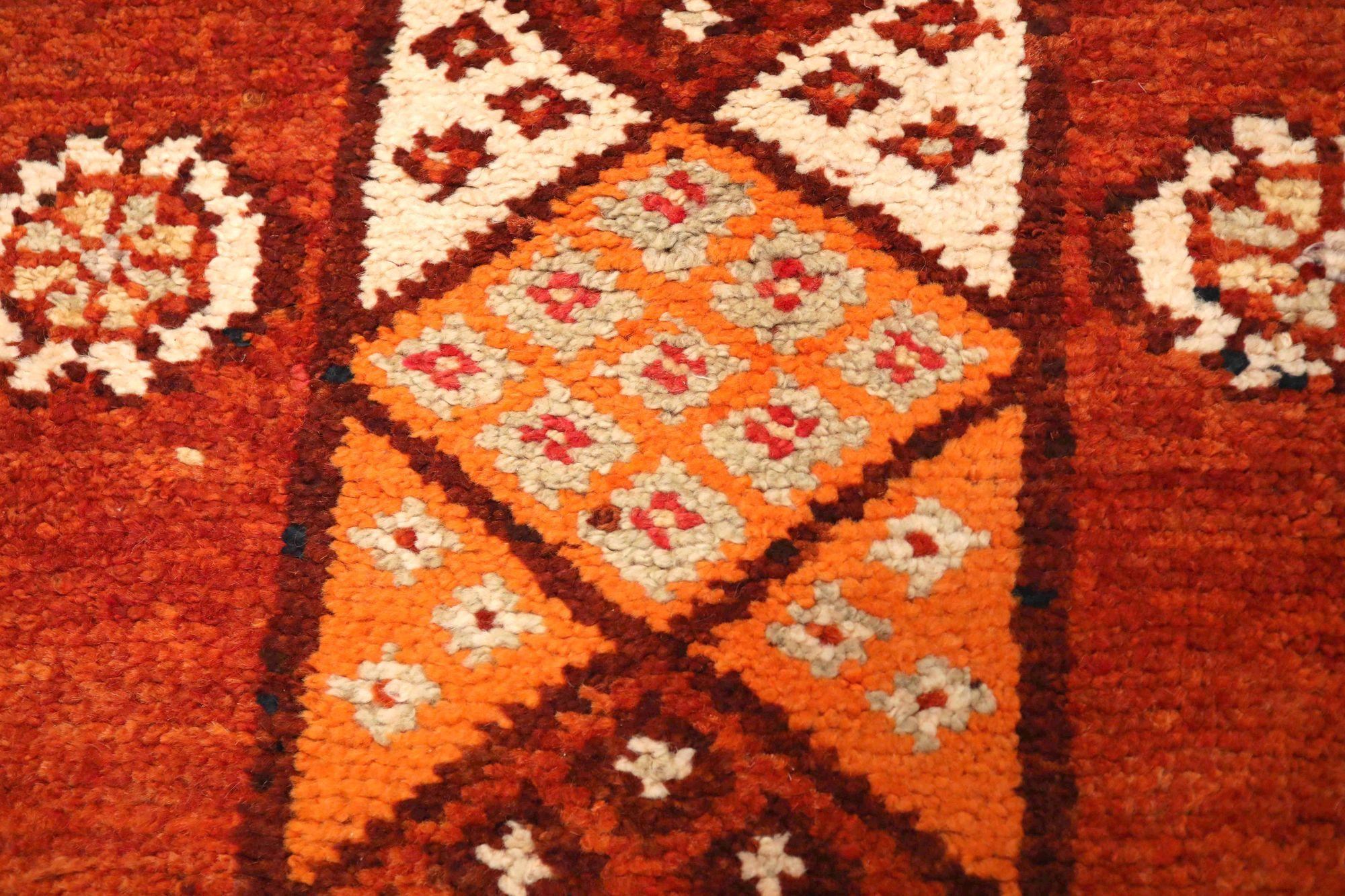 Afghanistan Anatoly-Läufer - Wolle Orange Rot Design - 93548 (Stammeskunst) im Angebot