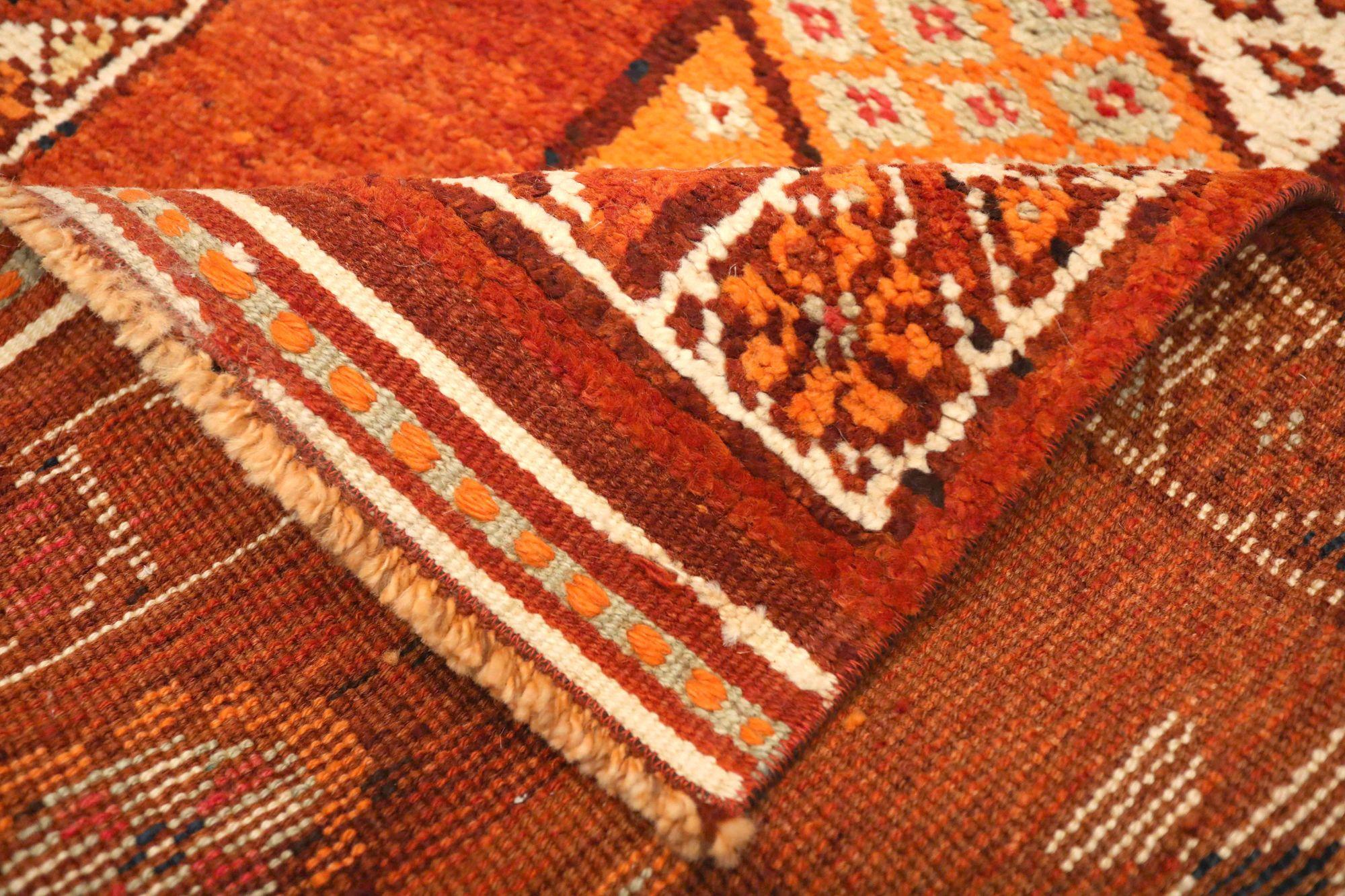 Afghanistan Anatoly-Läufer - Wolle Orange Rot Design - 93548 (Afghanisch) im Angebot