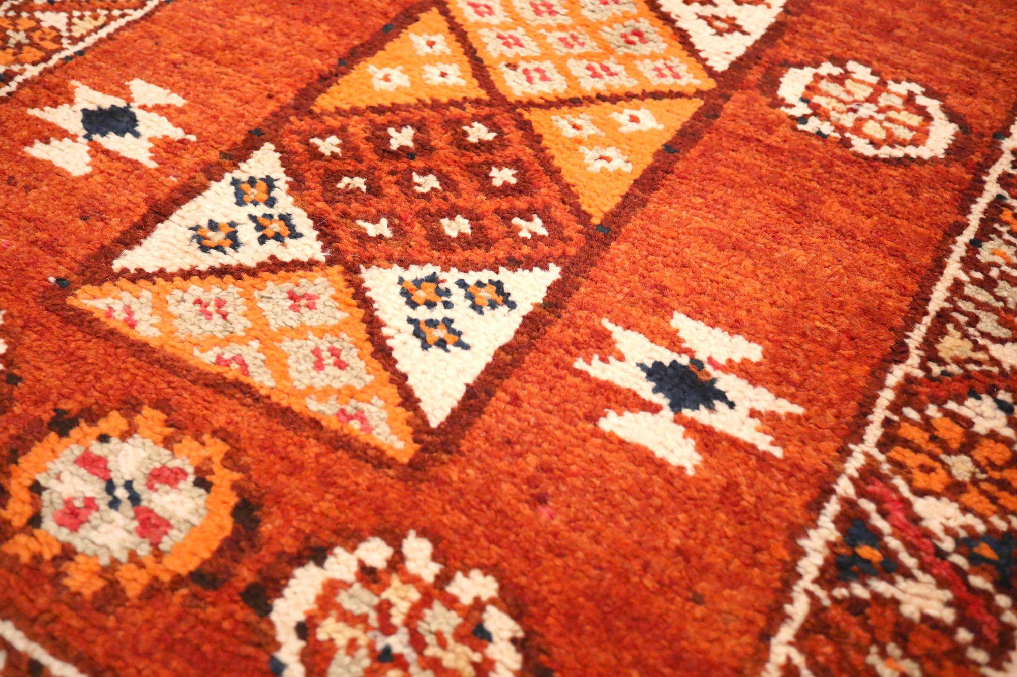 Afghanistan Anatoly-Läufer - Wolle Orange Rot Design - 93548 im Zustand „Hervorragend“ im Angebot in Dallas, TX