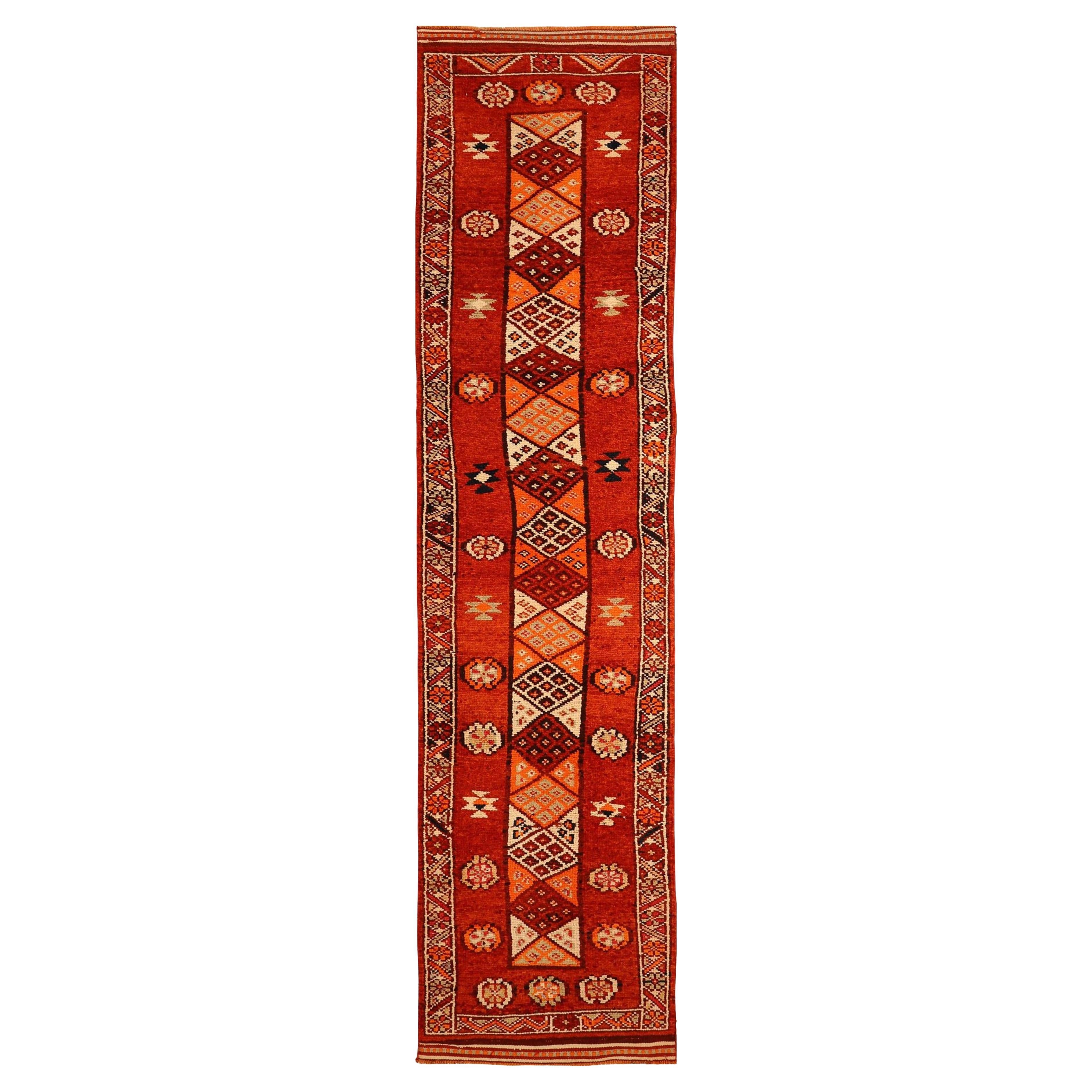 Afghanistan Anatoly-Läufer - Wolle Orange Rot Design - 93548