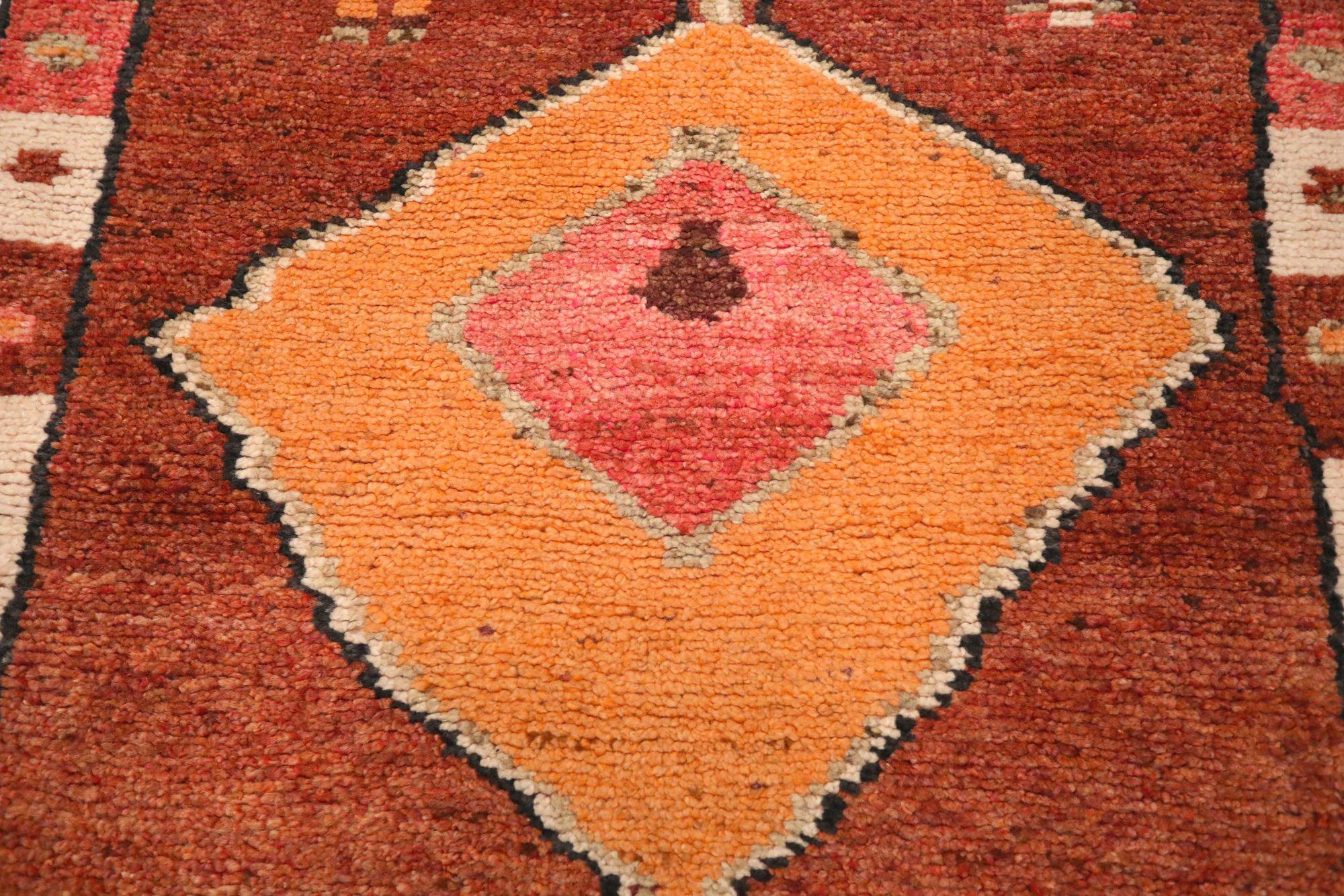 Afghanistan Anatoly-Läufer - Wolle Orange Rot Design - 93561 (Stammeskunst) im Angebot