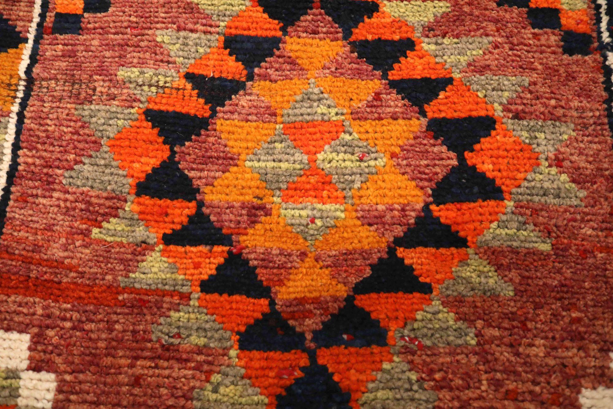 Afghanistan Anatoly Läufer Teppich - Wolle Orange Rot Gelb - 93507 (Stammeskunst) im Angebot