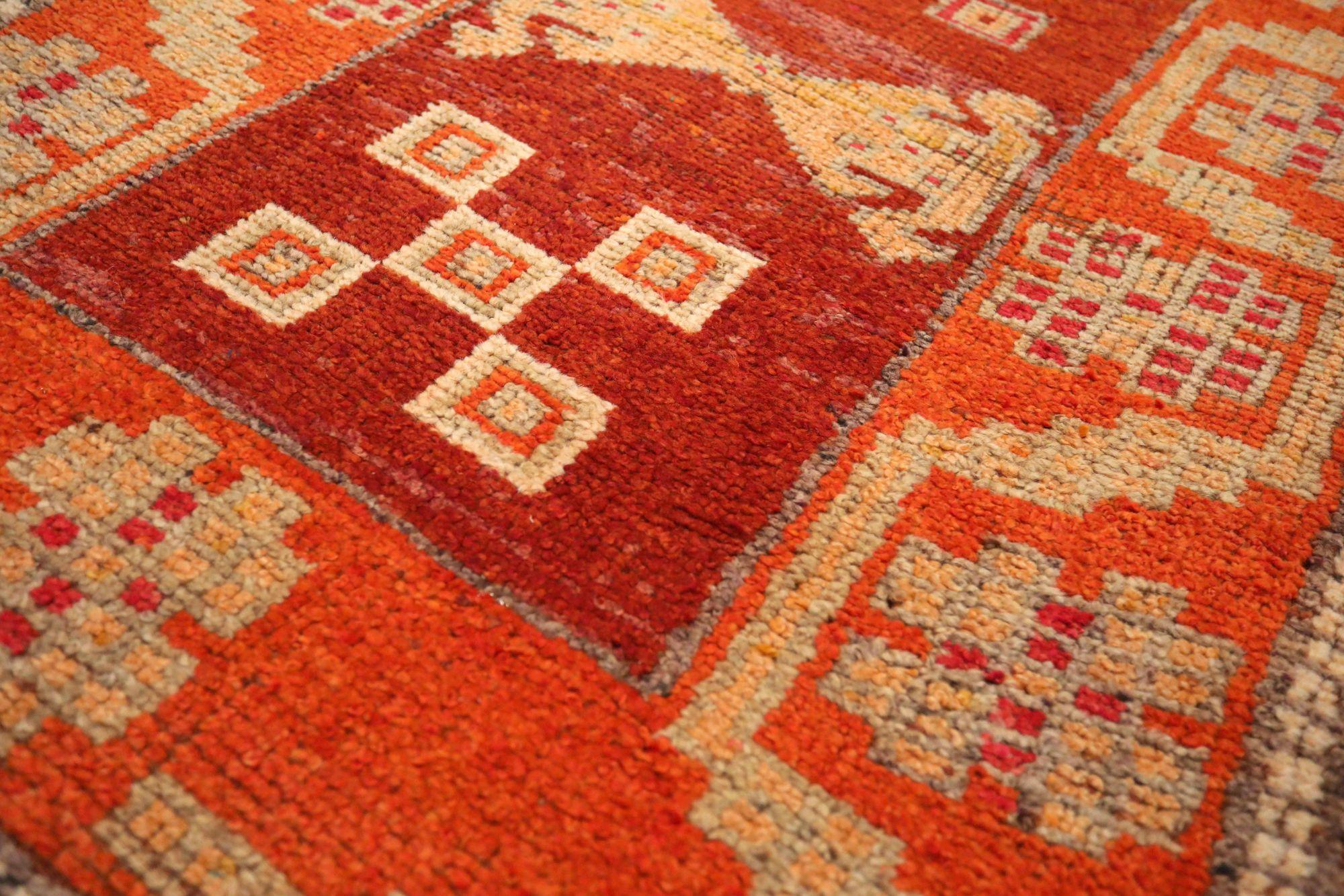 Afghanistan Anatoly Läufer Teppich - Wolle Orange Rot Gelb - 93518 (Afghanisch) im Angebot