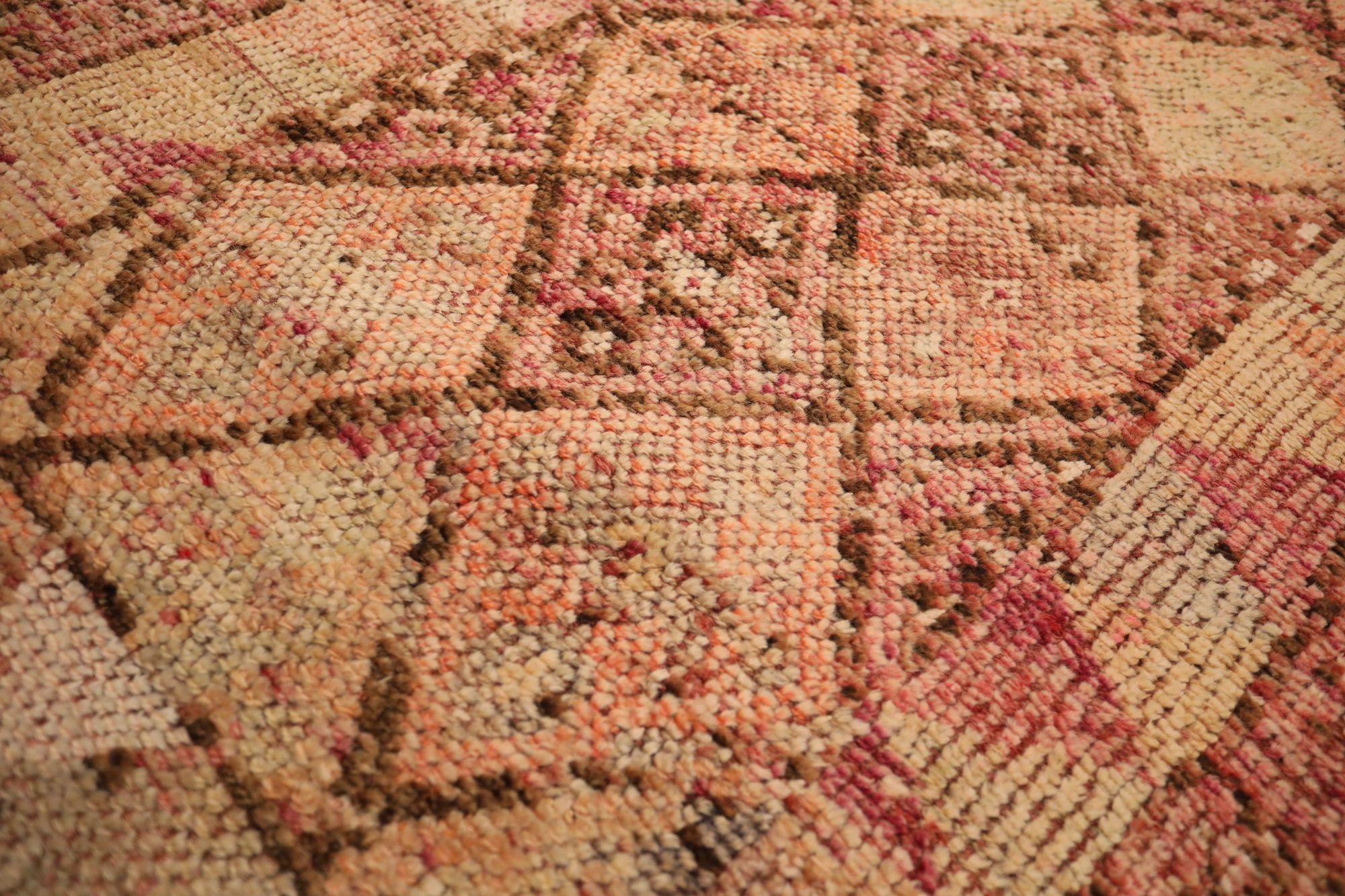 Afghano Tappeto Afghanistan Anatoly Runner - Lana, design rosa e giallo - 93516 in vendita