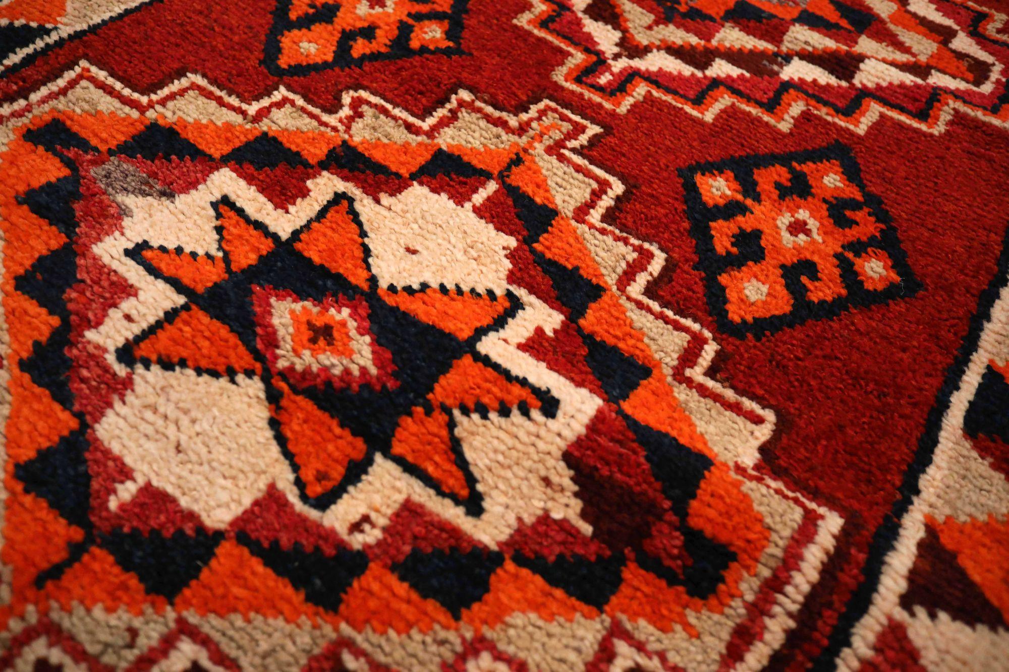 Tribal Afghanistan Anatoly Runner Rug - Wool Red Design - 93460 For Sale