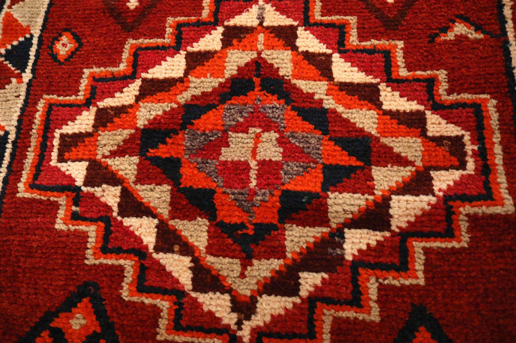 Hand-Knotted Afghanistan Anatoly Runner Rug - Wool Red Design - 93460 For Sale