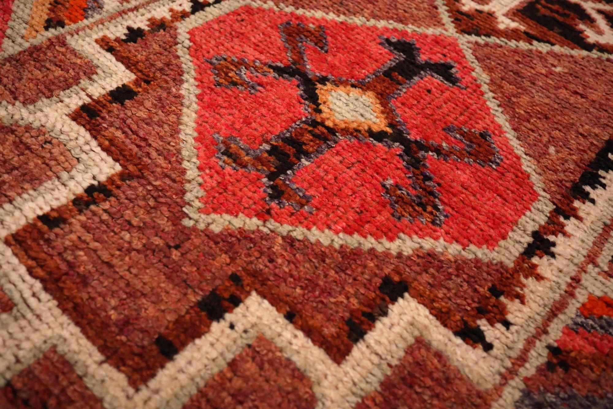 Tribale Tappeto Afghanistan Anatoly Runner - Design rosso lana - 93483 in vendita
