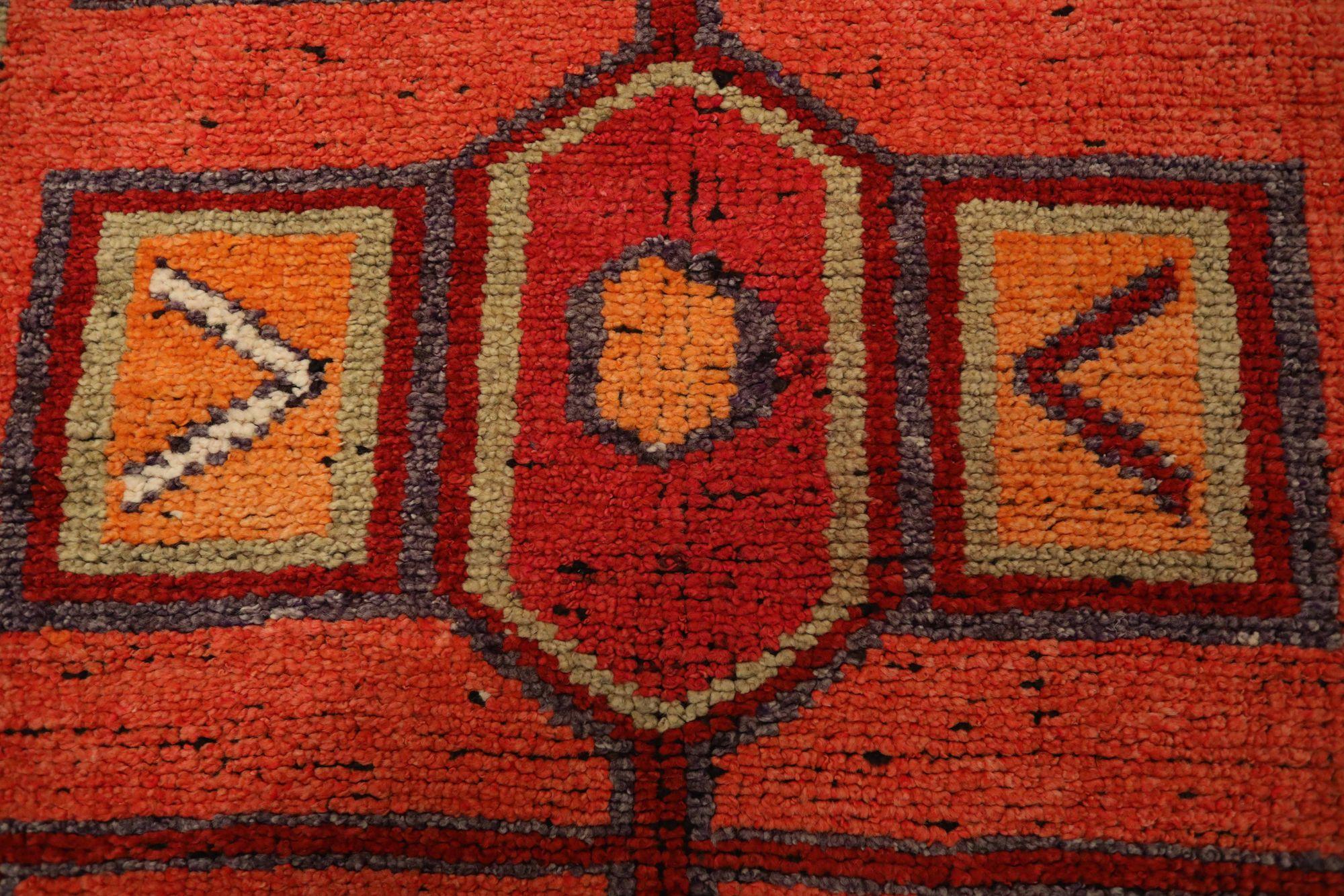 Tribale Tappeto Afghanistan Anatoly Runner - Design rosso lana - 93525 in vendita