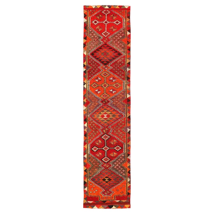 Tappeto Afghanistan Anatoly Runner - Design rosso lana - 93538 in vendita