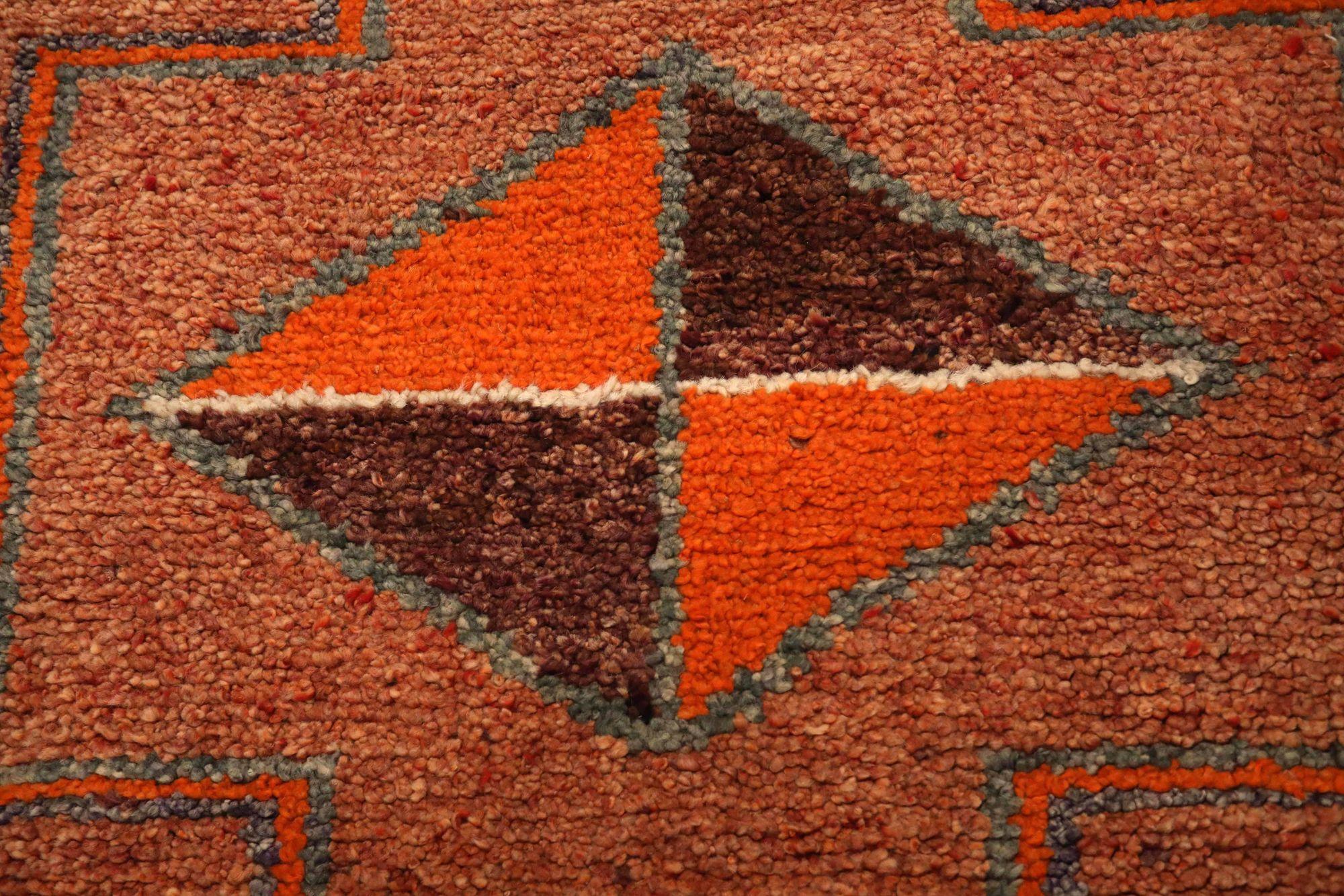 Tribale Tappeto Afghanistan Anatoly Runner - Design rosso lana - 93558 in vendita