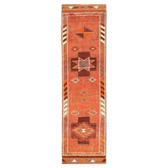 Tapis de course Anatoly d'Afghanistan, motif rouge en laine - 93558