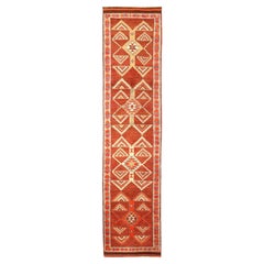 Tapis de course Anatoly d'Afghanistan, motif rouge en laine - 93560