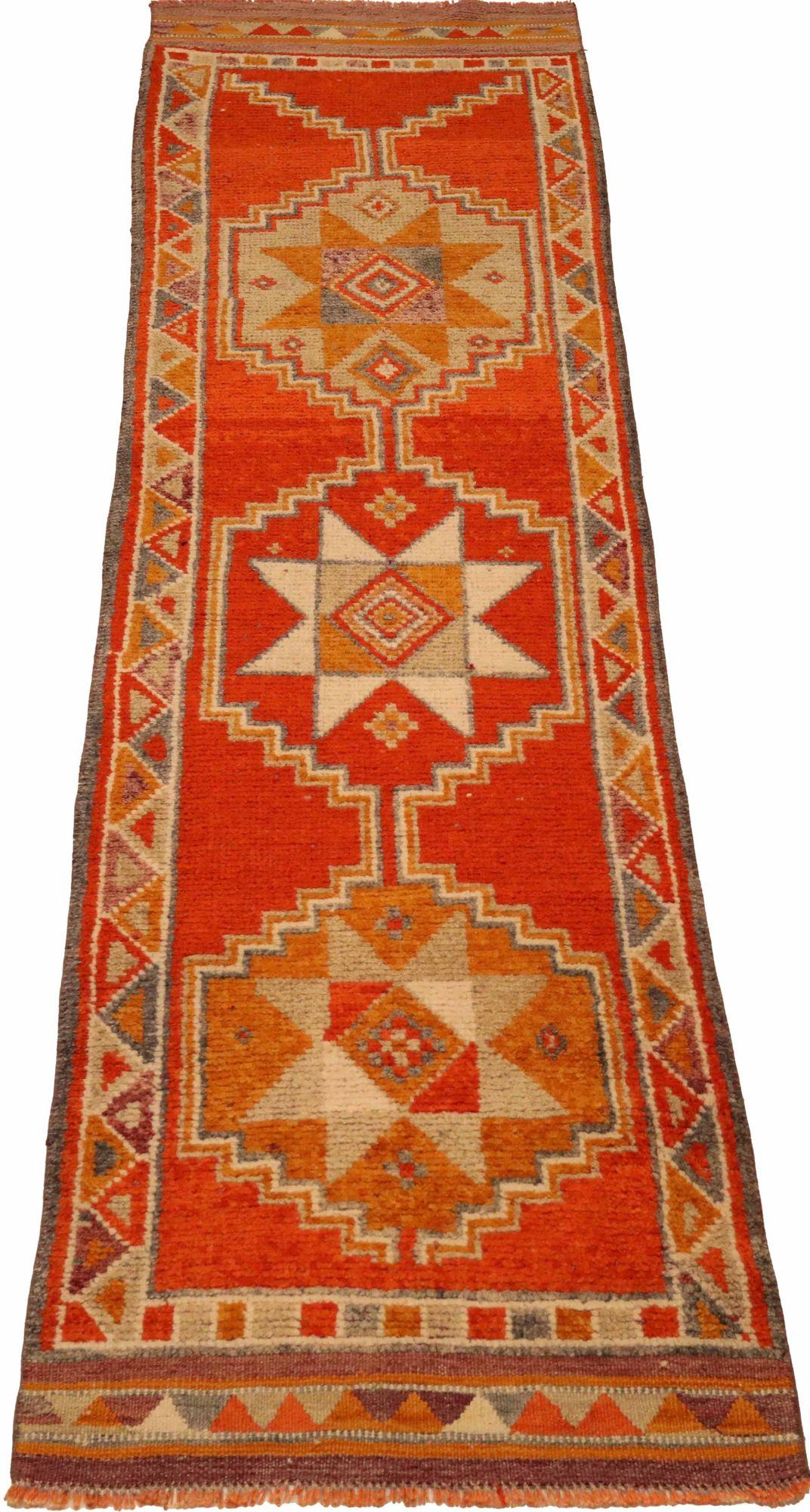 20th Century Afghanistan Anatoly Runner Rug - Wool Red Design - 93562 For Sale