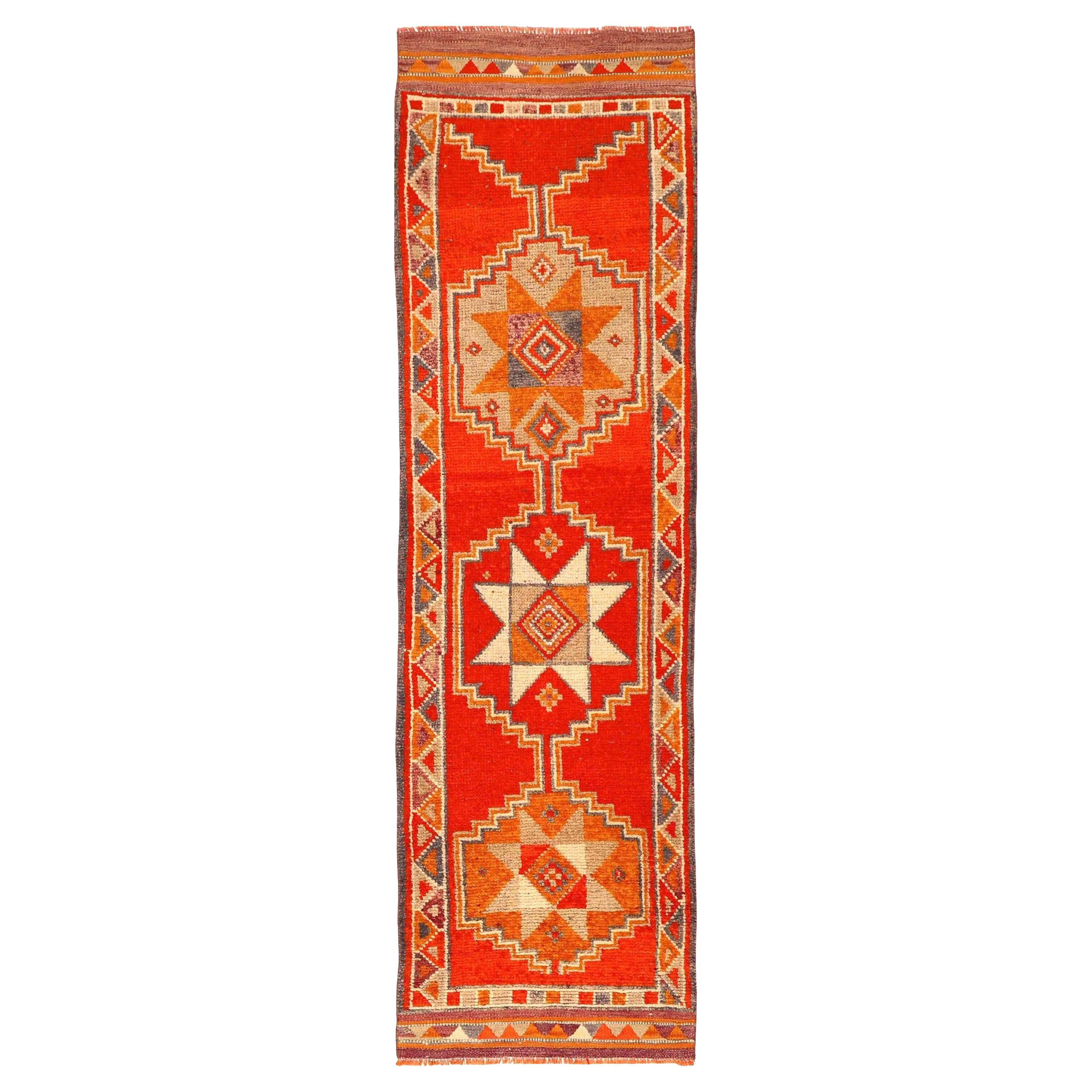 Tappeto Afghanistan Anatoly Runner - Design rosso lana - 93562