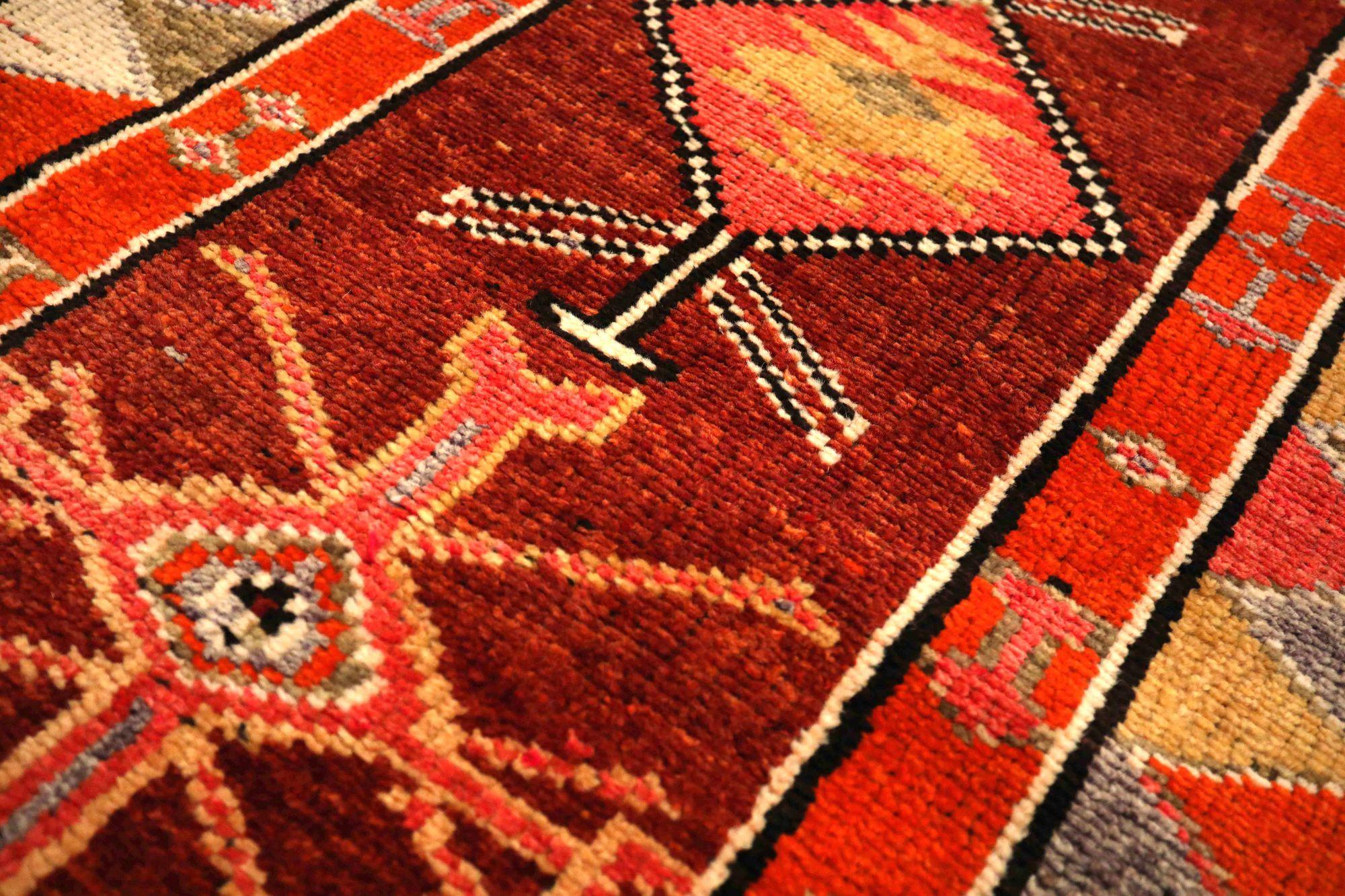 Afghanistan Anatoly Läufer Teppich - Wolle Rot Gelb Design - 93458 (Stammeskunst) im Angebot