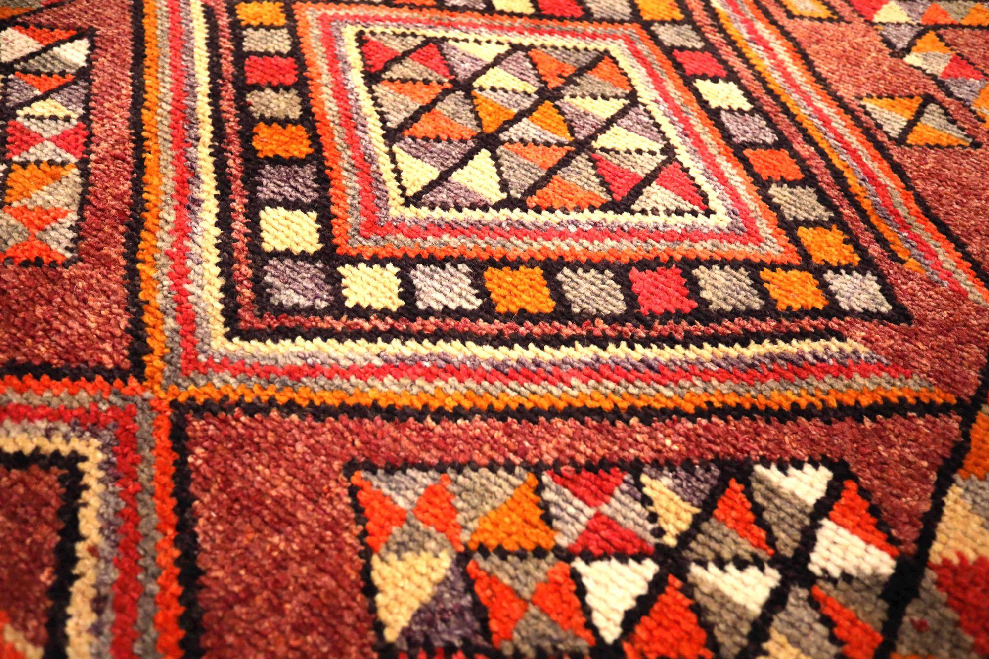 Afghanistan Anatoly Läufer Teppich - Wolle Rot Gelb Design - 93544 (Afghanisch) im Angebot