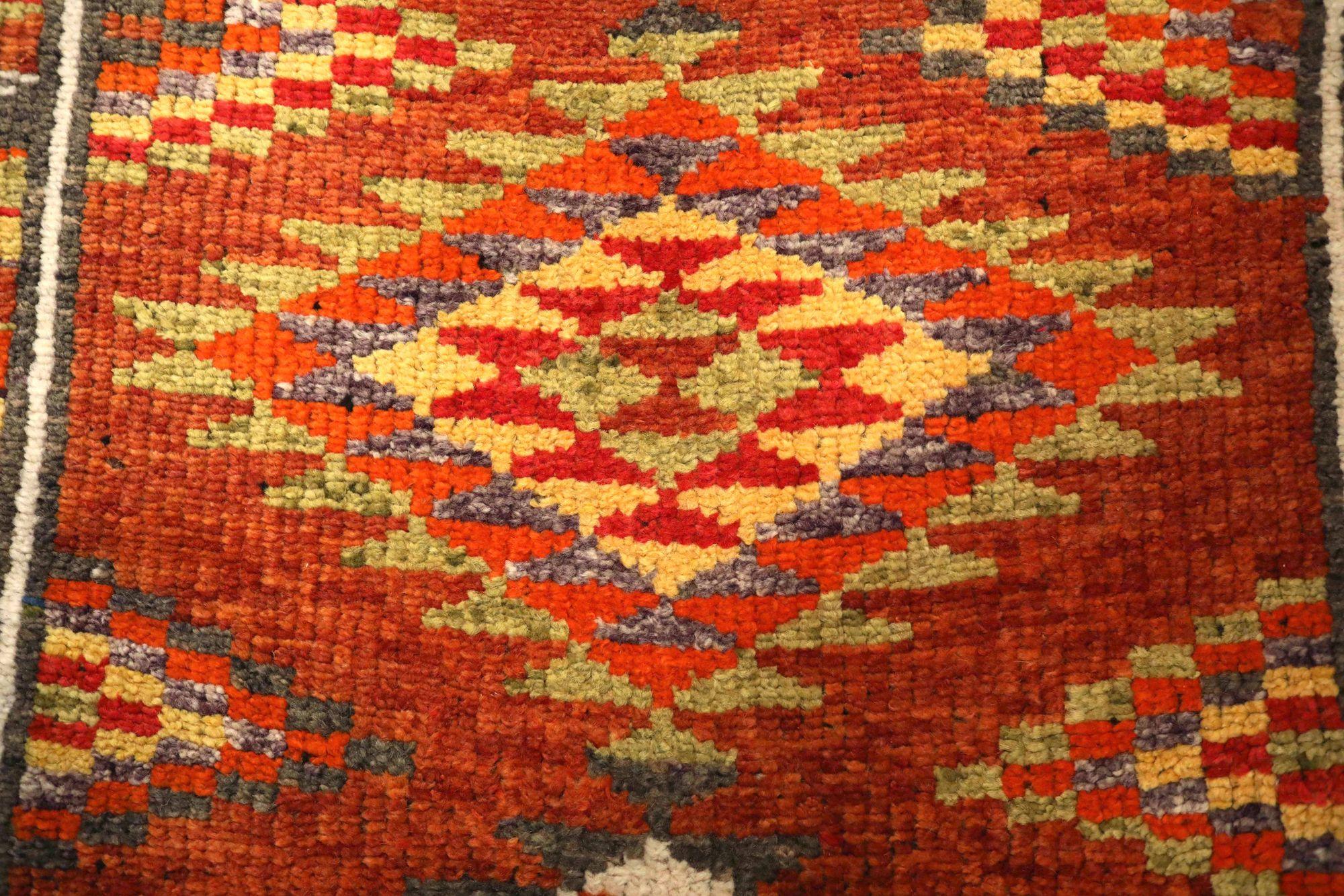 Afghanistan Anatoly Läufer Teppich - Wolle Rot Gelb Design - 93549 (Stammeskunst) im Angebot