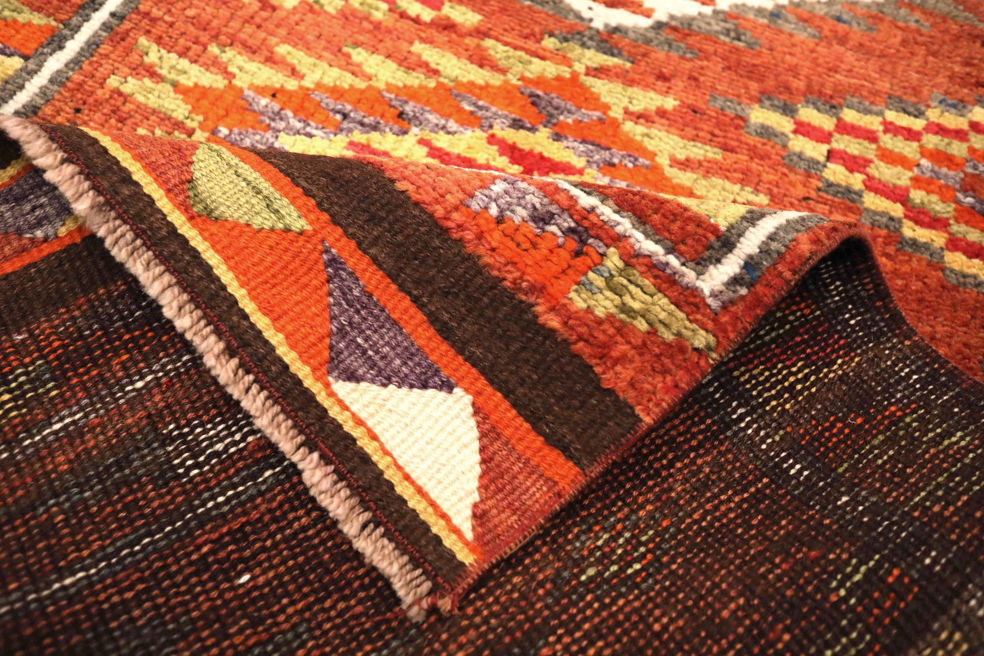 Afghanistan Anatoly Läufer Teppich - Wolle Rot Gelb Design - 93549 (Afghanisch) im Angebot