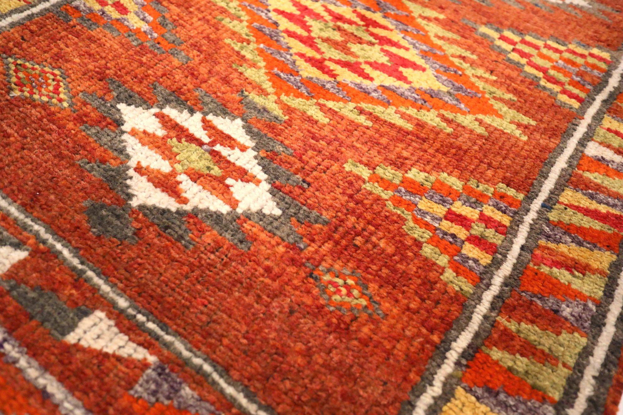 Afghanistan Anatoly Läufer Teppich - Wolle Rot Gelb Design - 93549 im Zustand „Hervorragend“ im Angebot in Dallas, TX