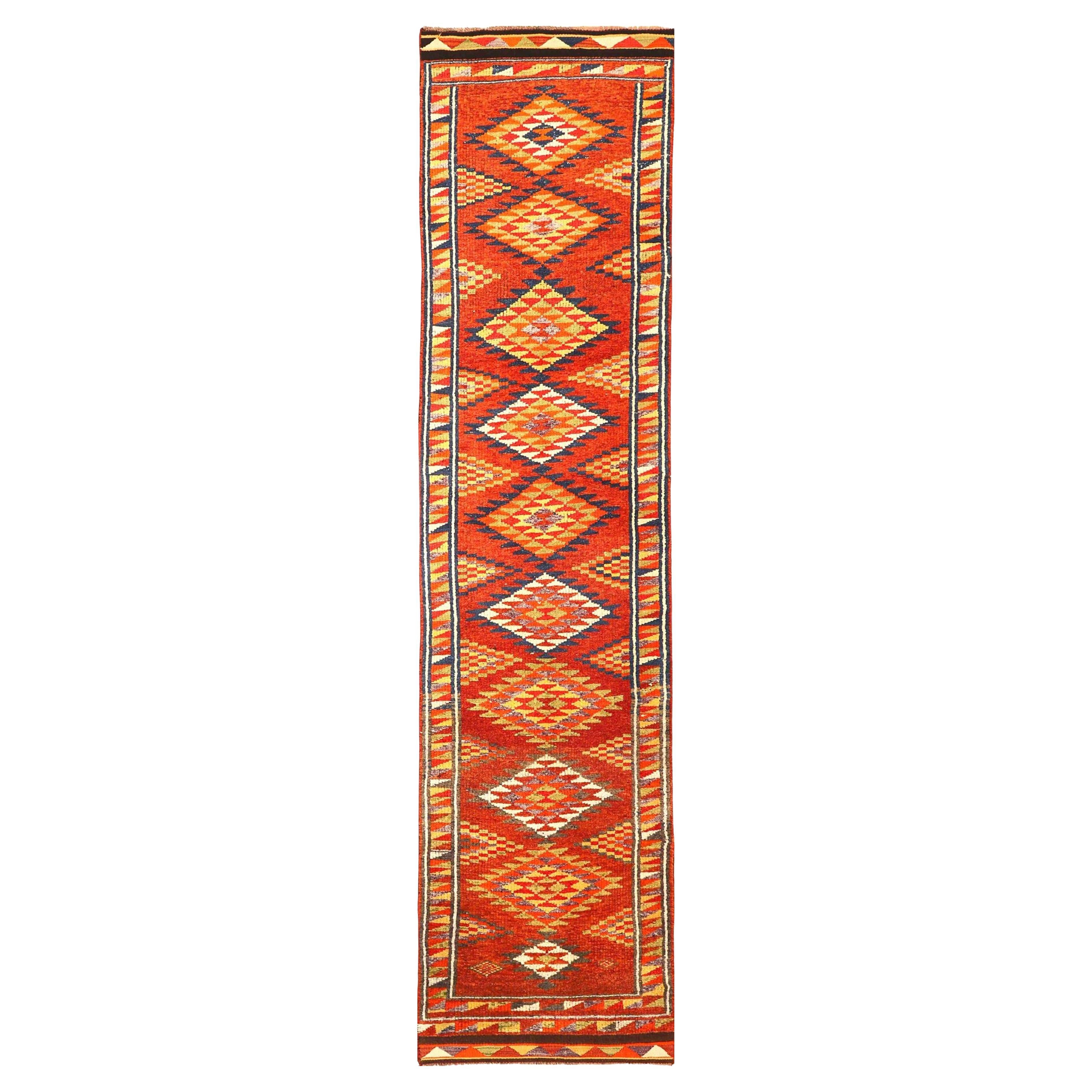 Afghanistan Anatoly Runner Rug - Wool Red Yellow Design - 93549