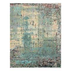 Afghanistan Area Rugs - Wolle und Seide Blau Elfenbein Rosa Gelb - 93304