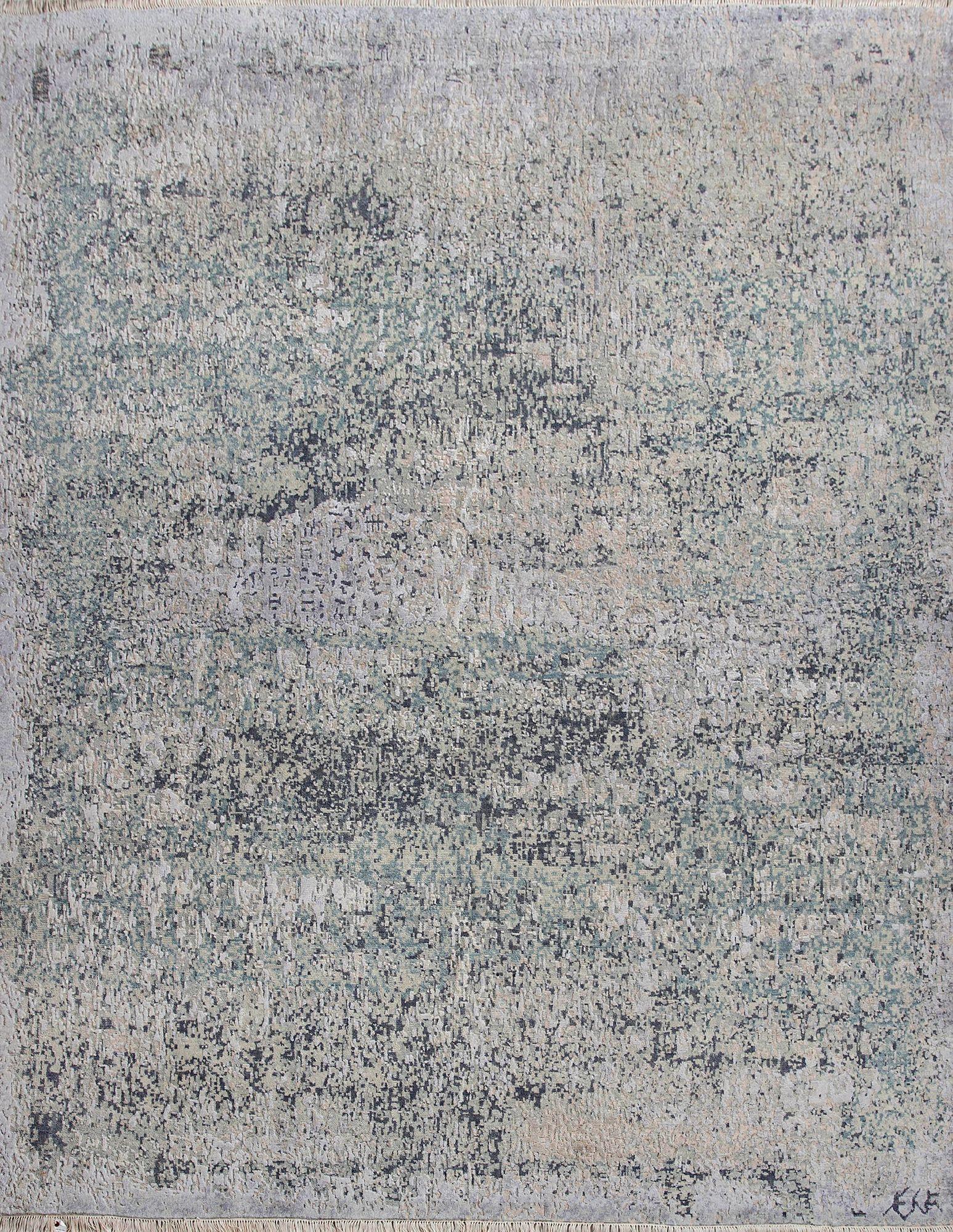 Afghanistan Area Rugs - Wool and Silk Shades of Gray / silver - 93306 In Excellent Condition For Sale In Dallas, TX