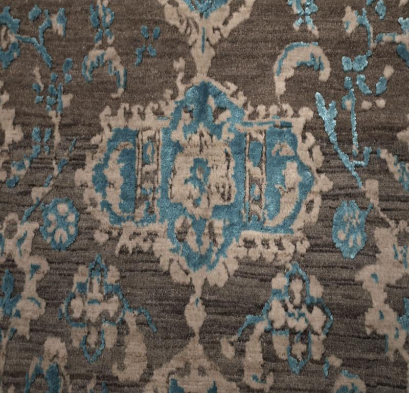 Afghanistan Area Rugs - Wolle Blau Braun Elfenbein Design - 94304 (Afghanisch) im Angebot