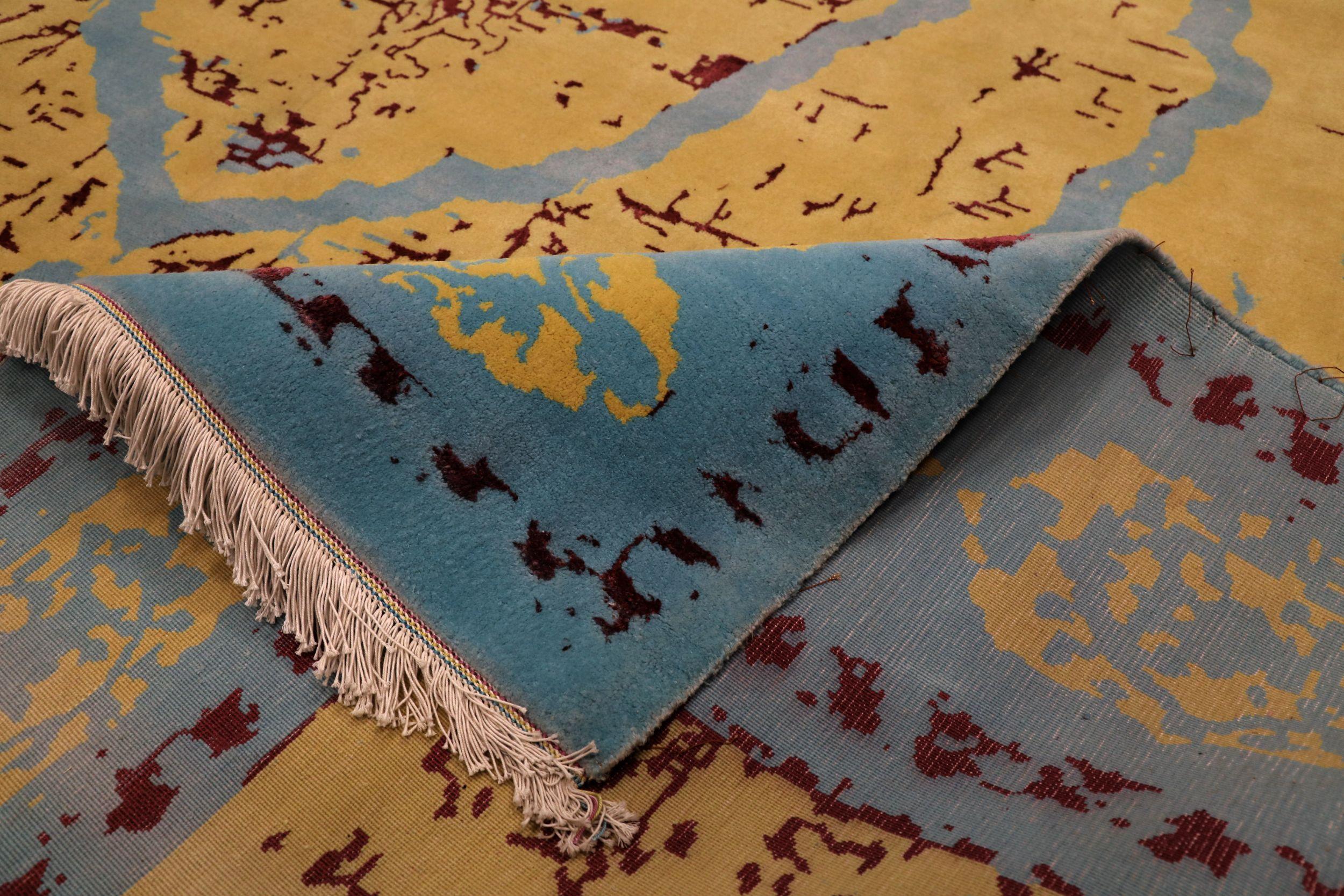 Tapis d'Afghanistan, motif bleu et jaune en laine - 94301 Excellent état - En vente à Dallas, TX