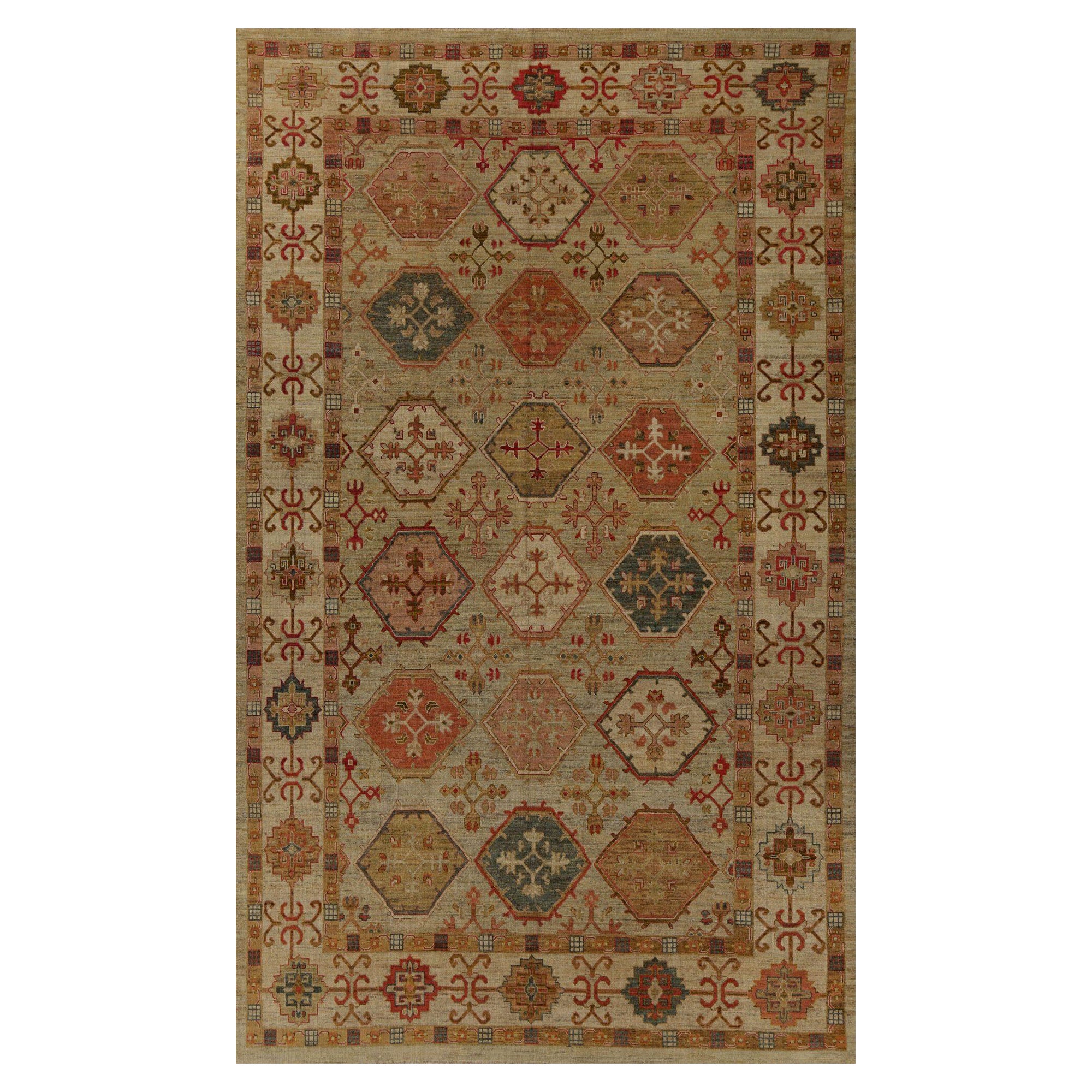 Afghanistan BAKHSHAIESH Area Rugs - Wool Green Ivory Pink Red - 96194 For Sale
