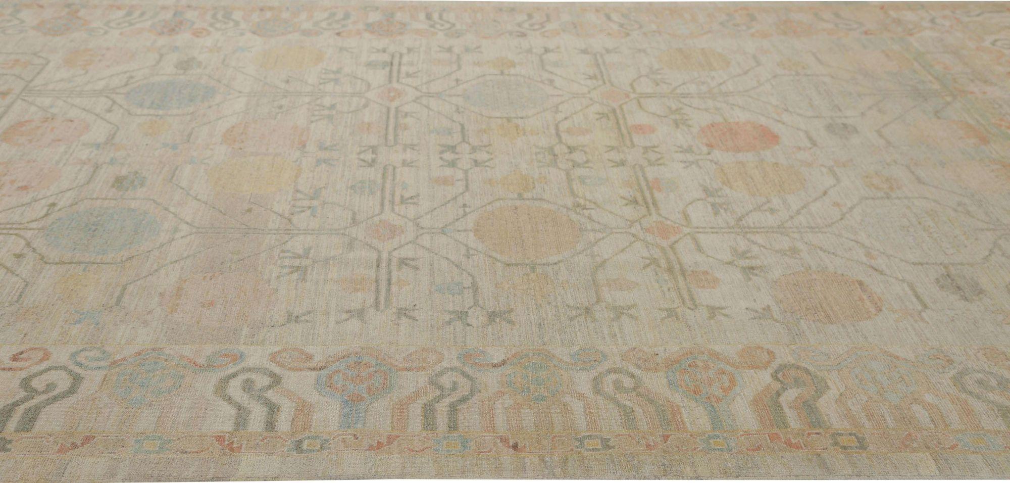 Afghan Tapis afghanistan BAKHSHAIESH - Design en laine ivoire - 96027 en vente