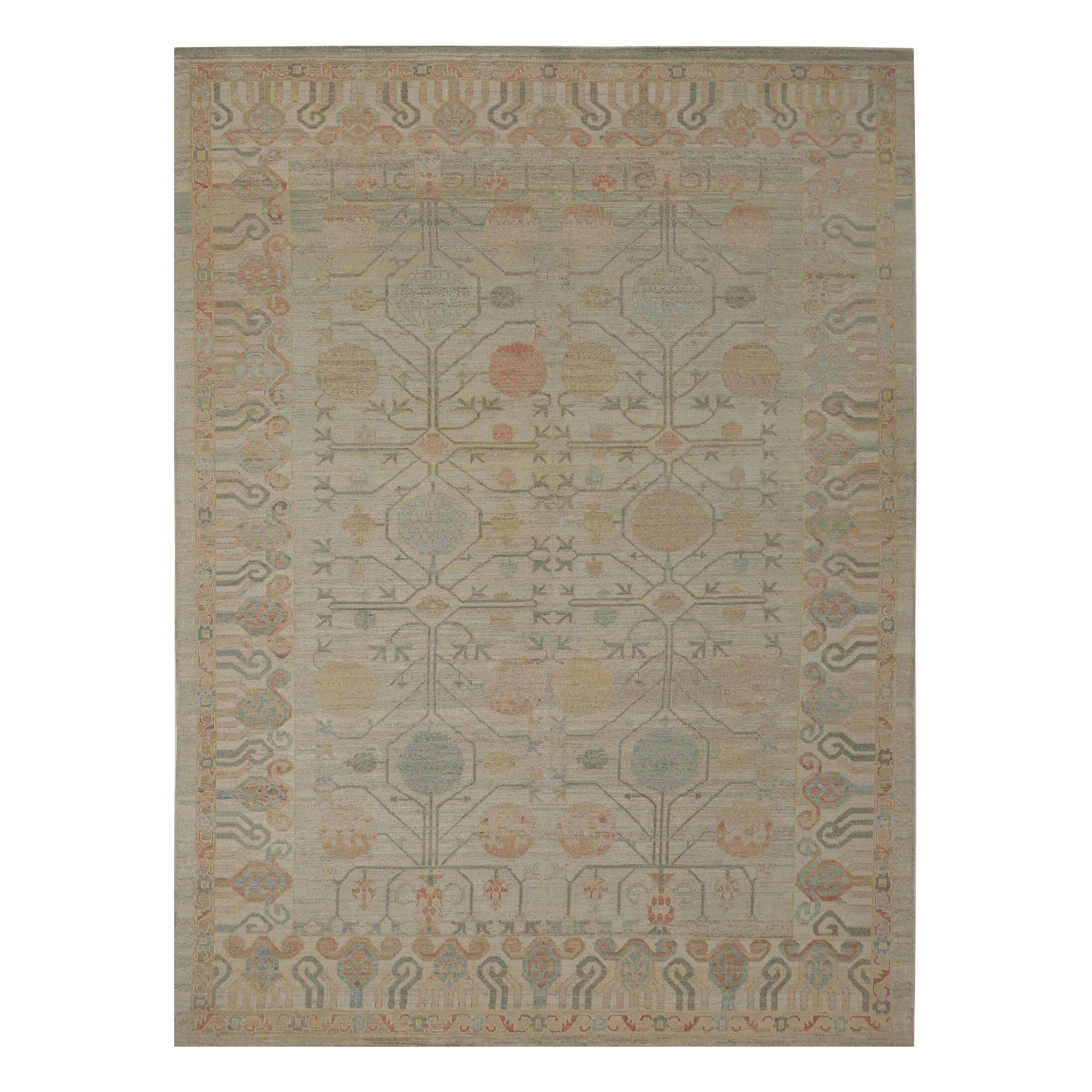 Tapis afghanistan BAKHSHAIESH - Design en laine ivoire - 96027