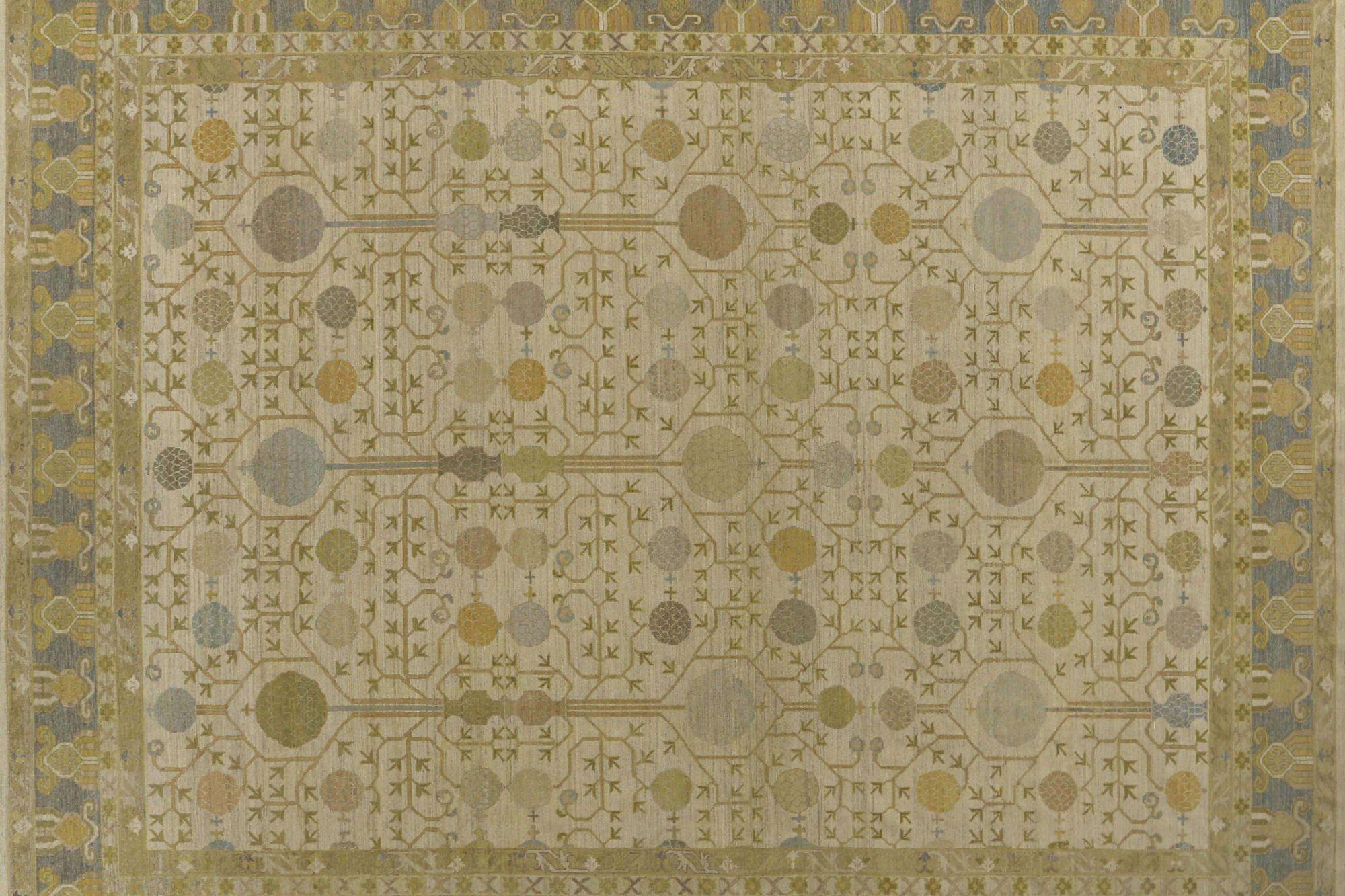 Tribal Tapis Afghanistan BAKHSHAIESH - Laine verte ivoire - 95536 en vente