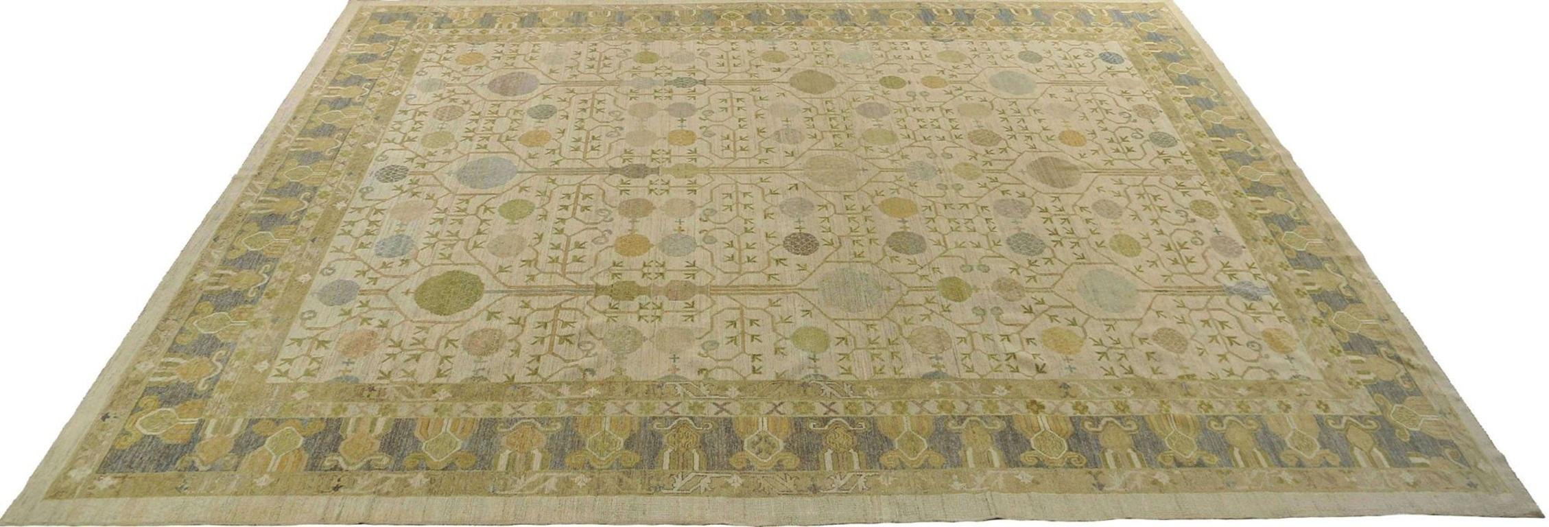 Turc Tapis Afghanistan BAKHSHAIESH - Laine verte ivoire - 95536 en vente