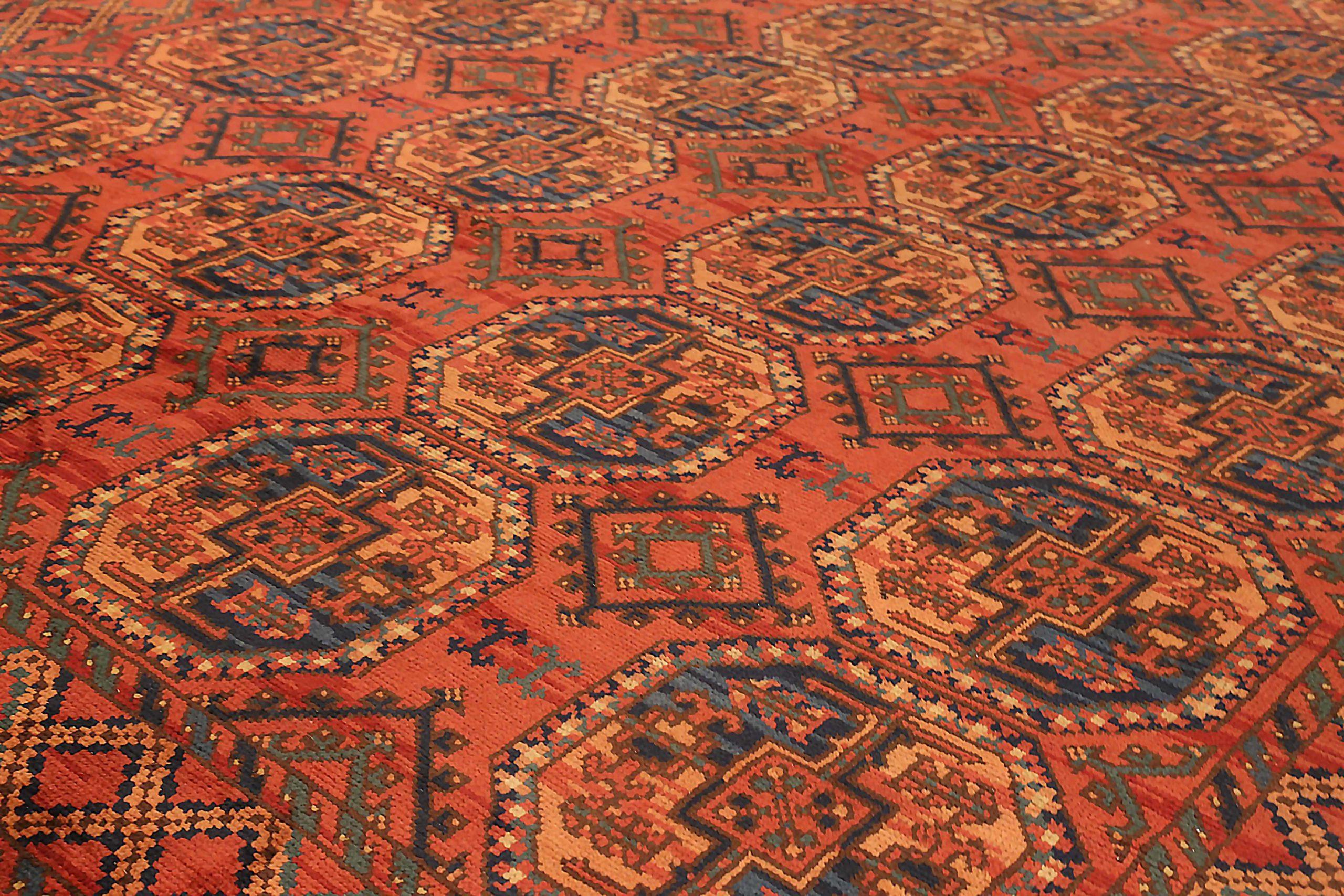 Afghano Tappeti dell'Afghanistan Bashir Circa 1910 - Lana Blu Navy Rosso Giallo 72729 in vendita