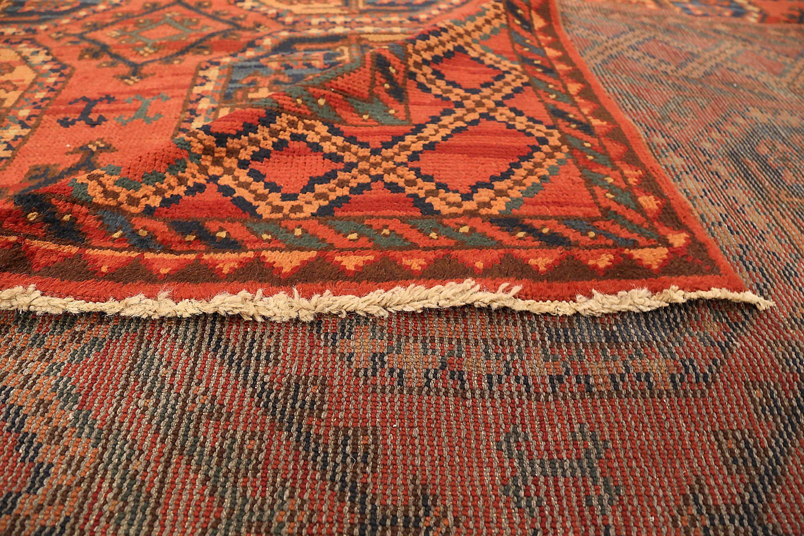 Tappeti dell'Afghanistan Bashir Circa 1910 - Lana Blu Navy Rosso Giallo 72729 In condizioni ottime in vendita a Dallas, TX