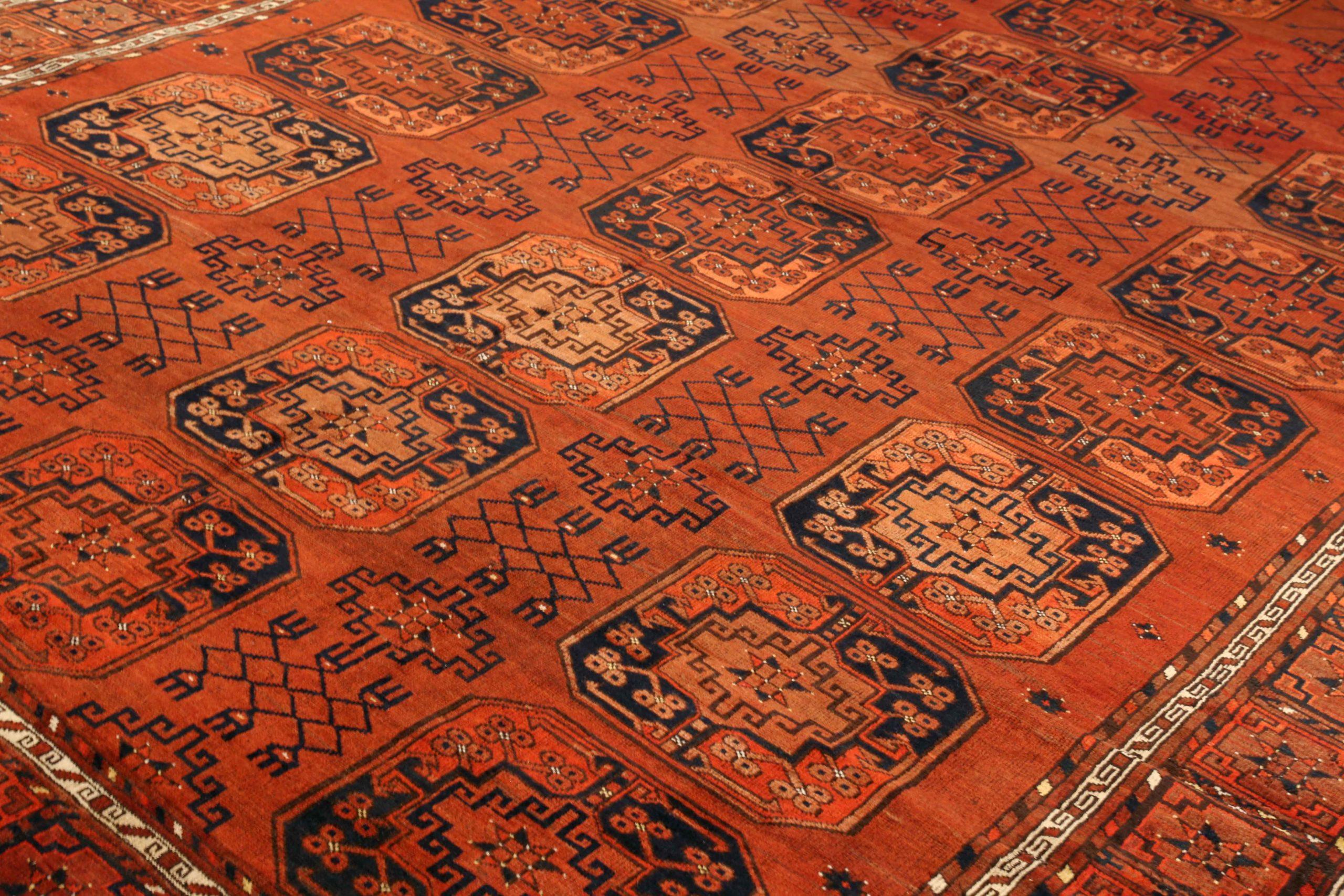Afghanistan Bashir-Teppiche Circa 1940 - Wolle Schwarz Orange Rot 72503 (Afghanisch) im Angebot