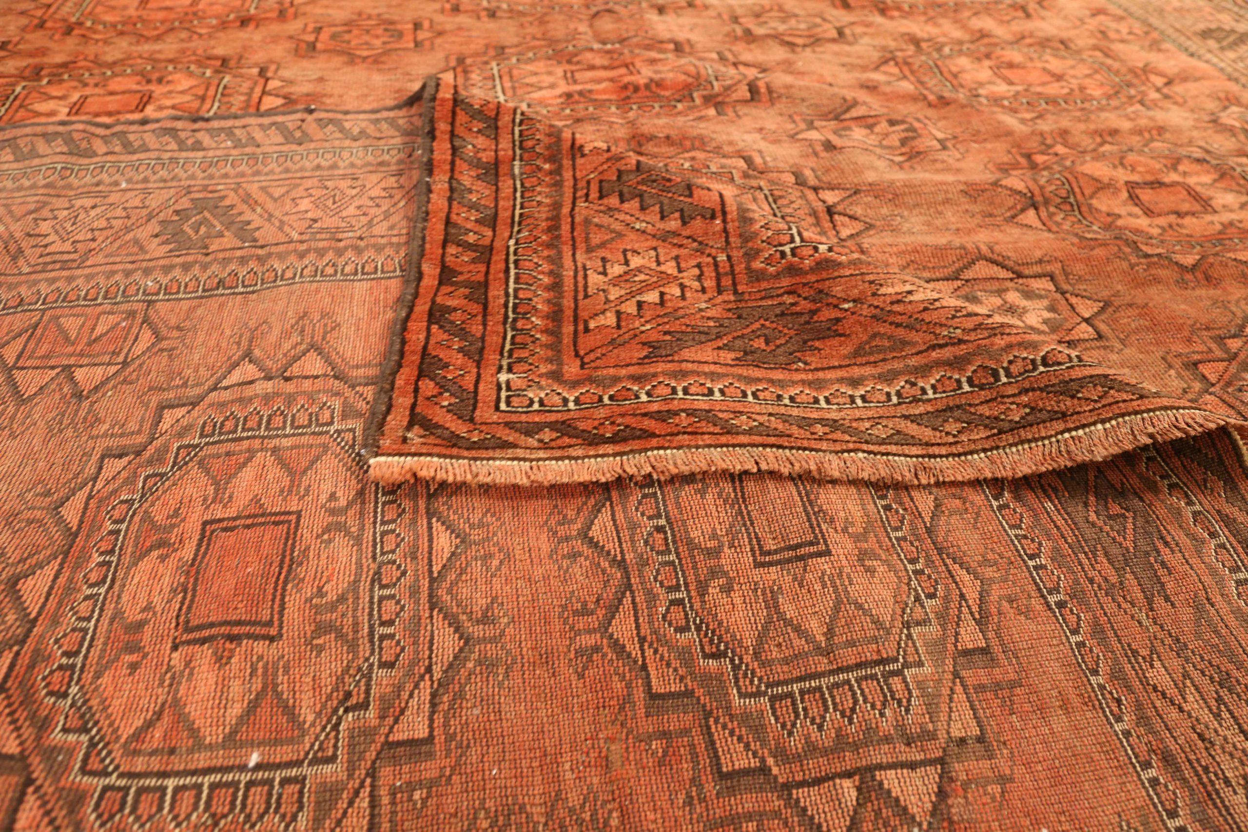 Afghanistan Bashir-Teppiche Circa 1940 - Wolle Orange Rot 72515 im Zustand „Hervorragend“ im Angebot in Dallas, TX