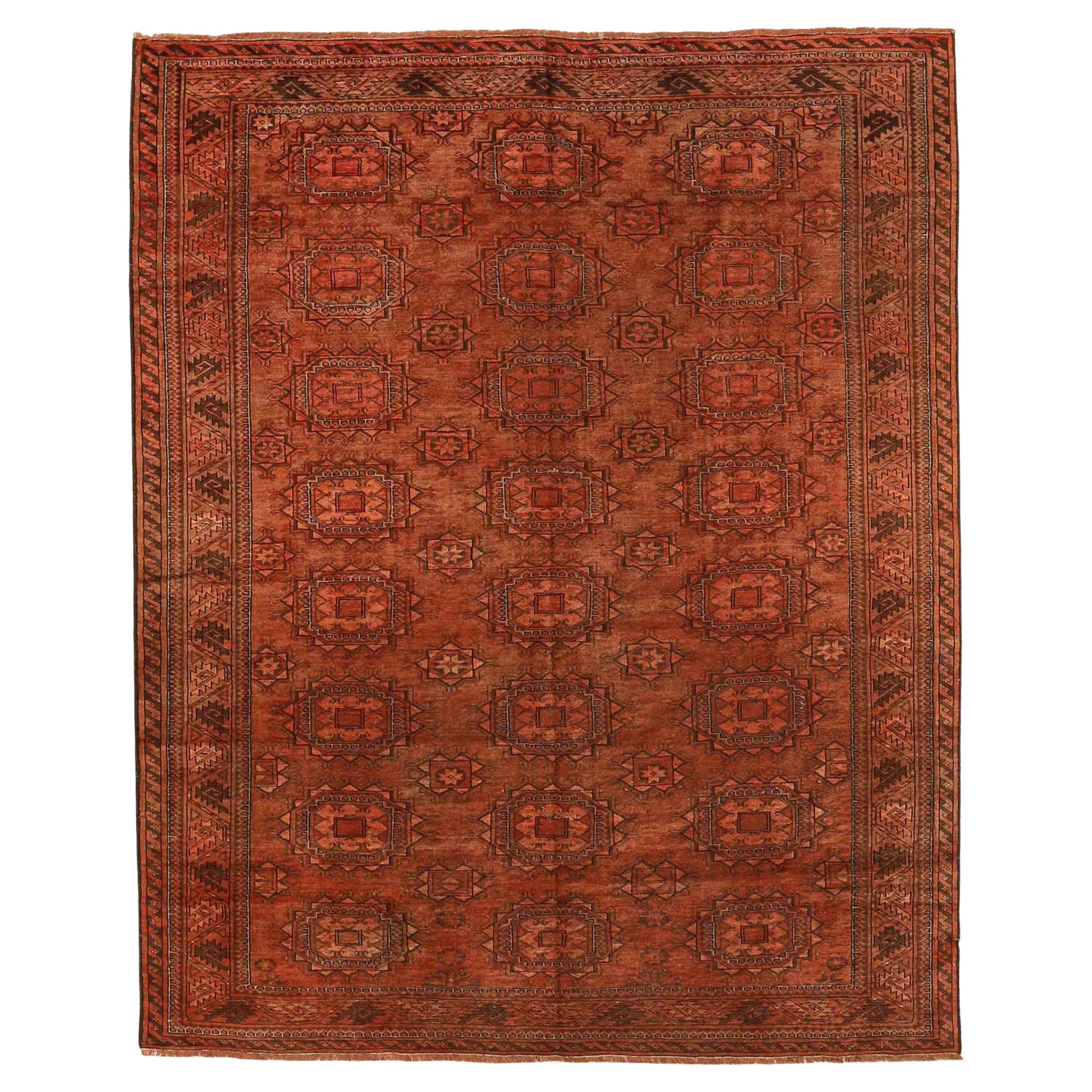 Tapis Bashir d'Afghanistan datant d'environ 1940 - Laine orange rouge 72515