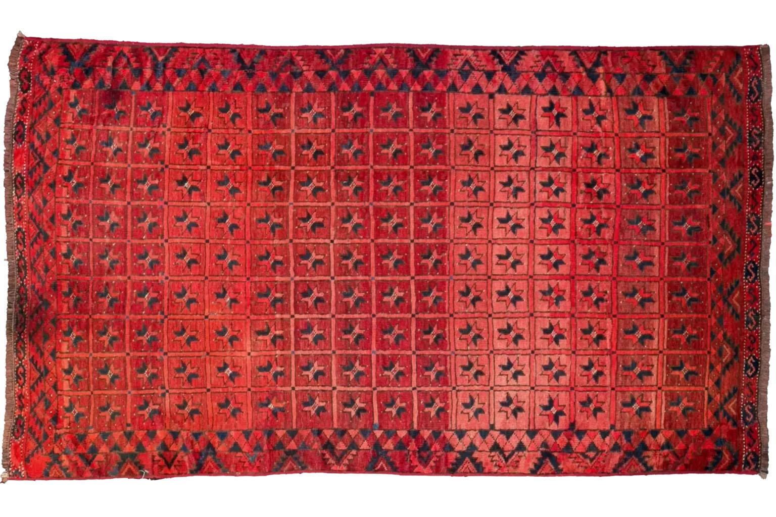 Tribal Afghanistan Bashir Small Rug Circa 1940 - Wool Brown Pink Red For Sale