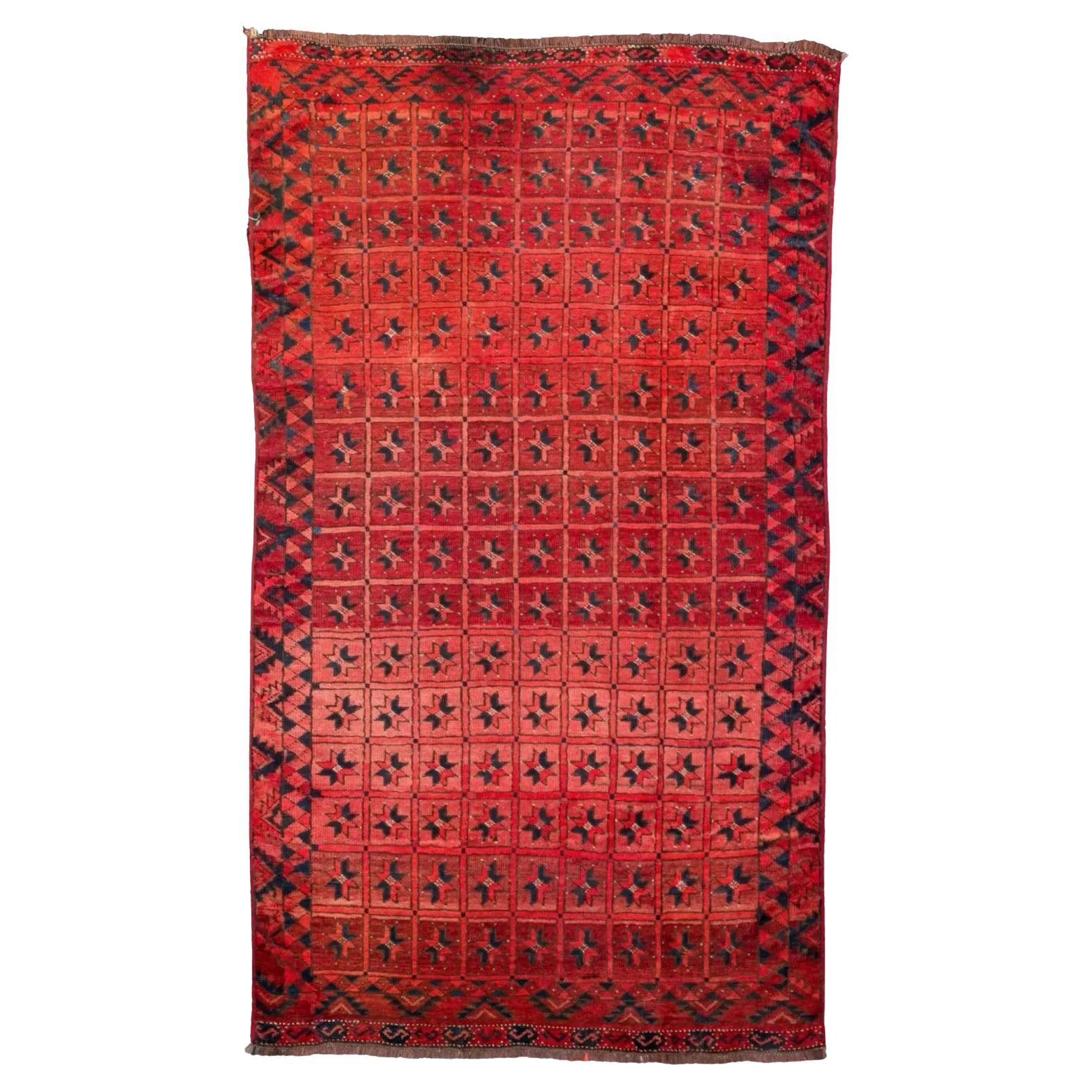 Afghanistan Bashir Small Rug Circa 1940 - Wool Brown Pink Red For Sale