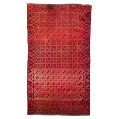 Afganistán Bashir Alfombra Pequeña Circa 1940 - Lana Marrón Rosa Rojo 72734