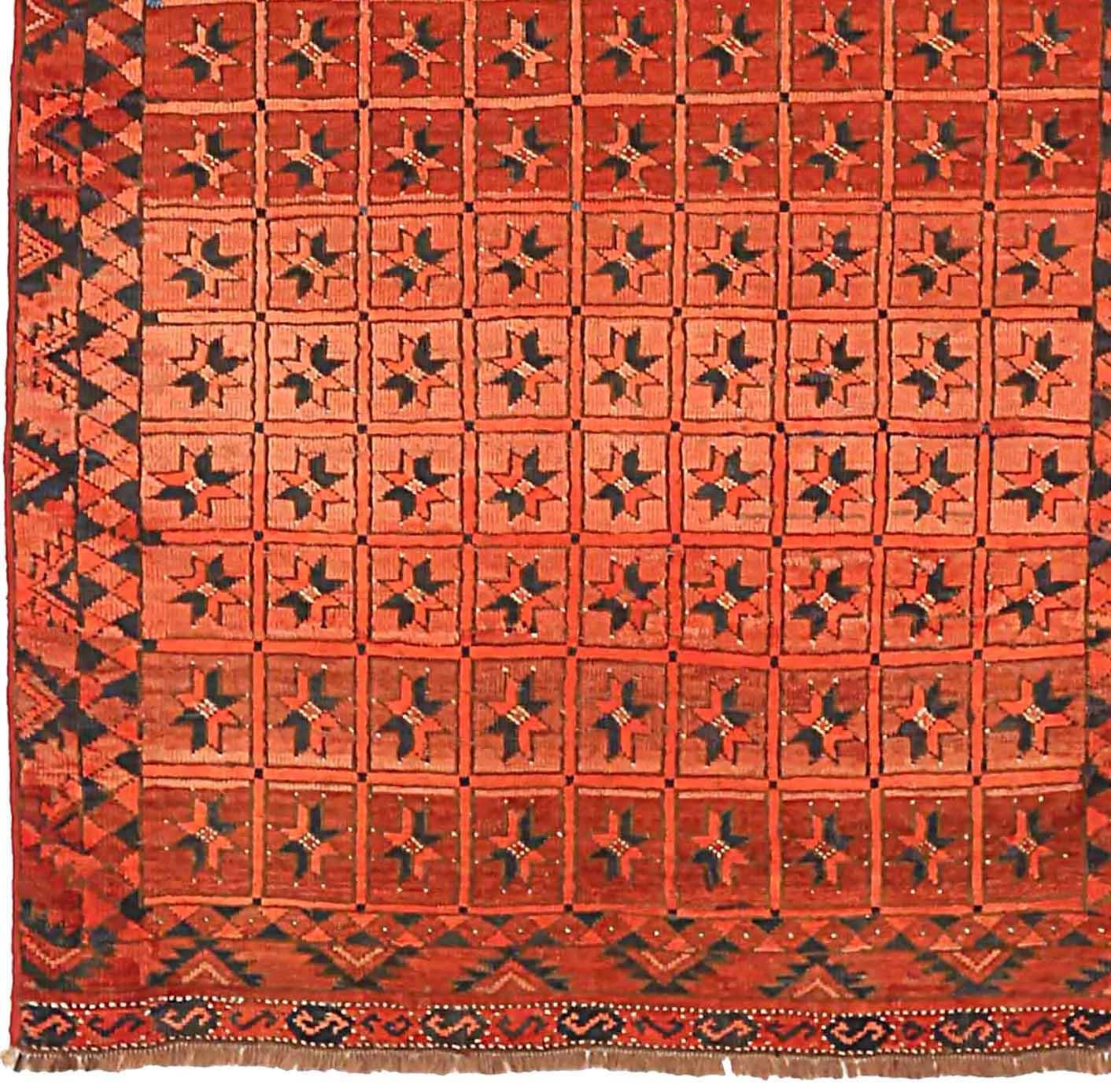 Tribal Afghanistan Tapis Bashir Circa 1940 - Laine Marron Rose Rouge 72734 en vente